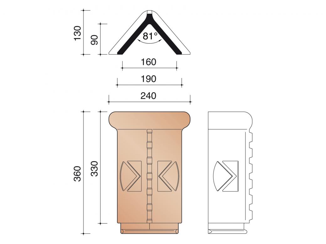 KORAMIC KERKVORST MET KAM EN SCHILD MODEL 0700 (3/LM)
