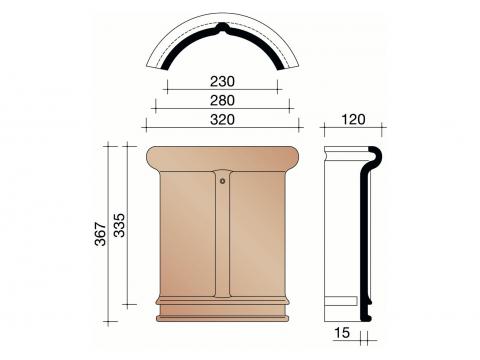 HALFRONDE VORST/NOORDBOOM 230MM 1200 MAT ZWART