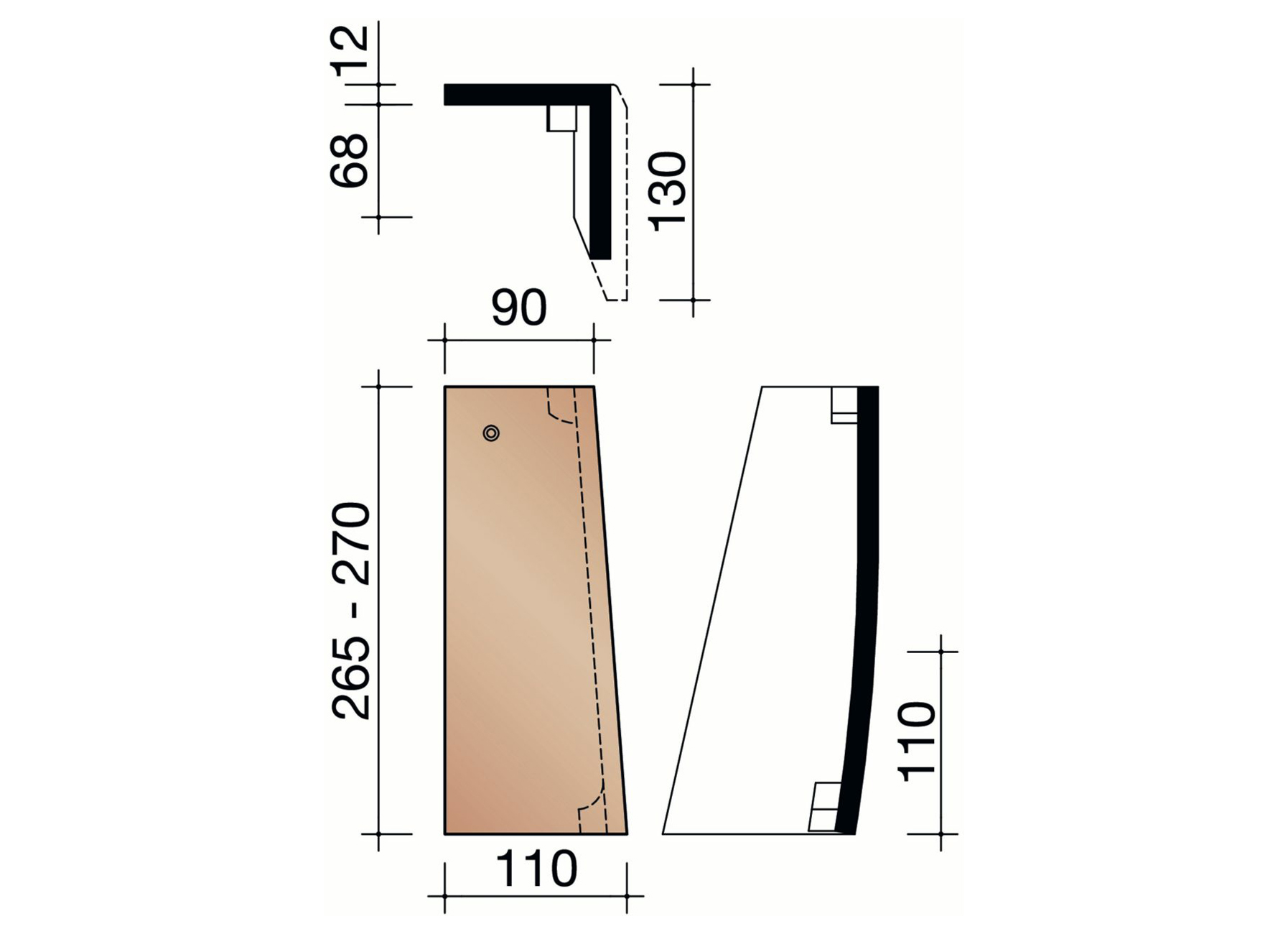 KORAMIC TUILE PLATE RUSTICA DEMI TUILE DE RIVE DROITE SPECIALE OMBRA