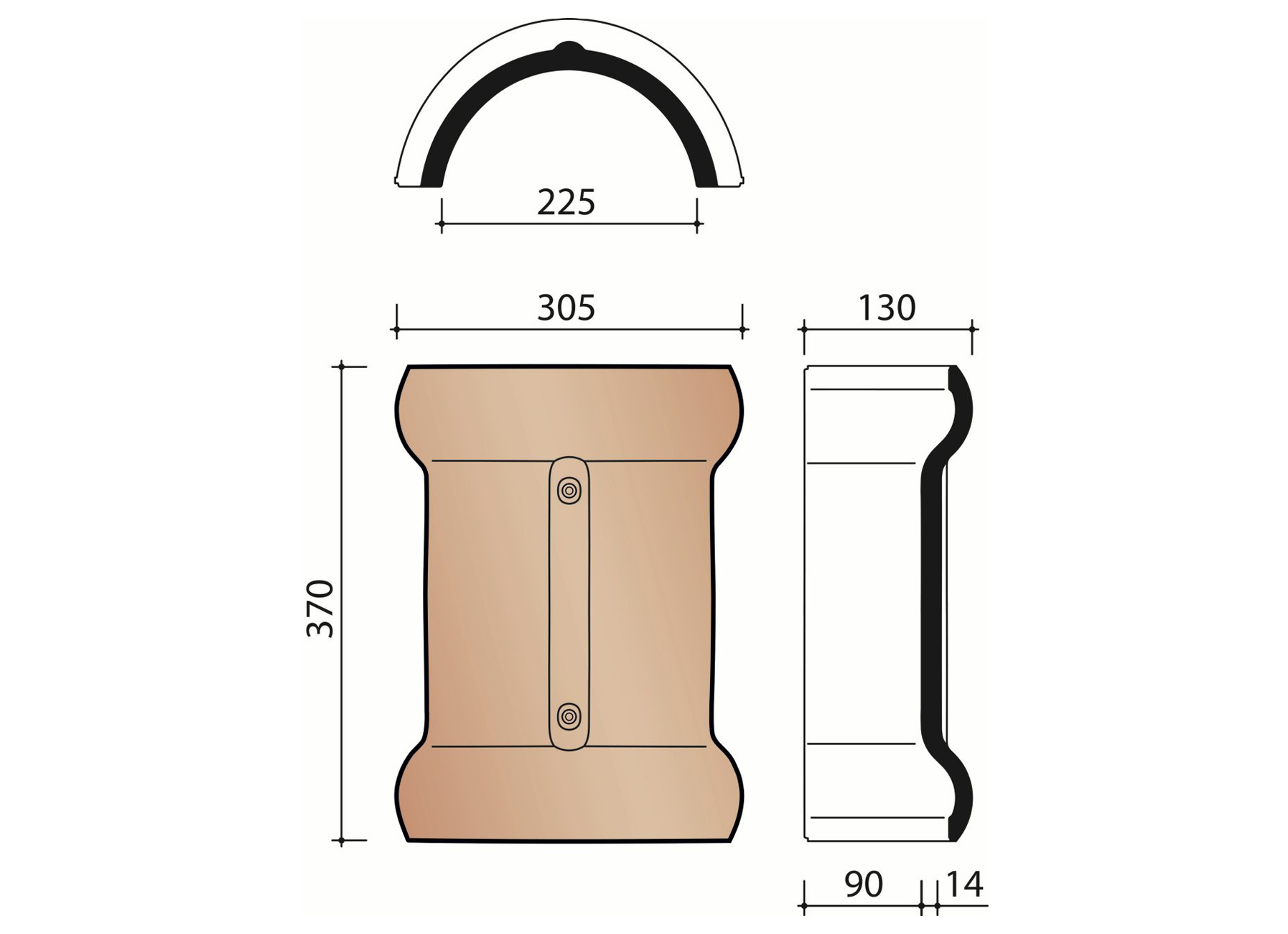 FAITIERE DEMI-RONDE DOUBLE BOURRELET 1250 NUAGE