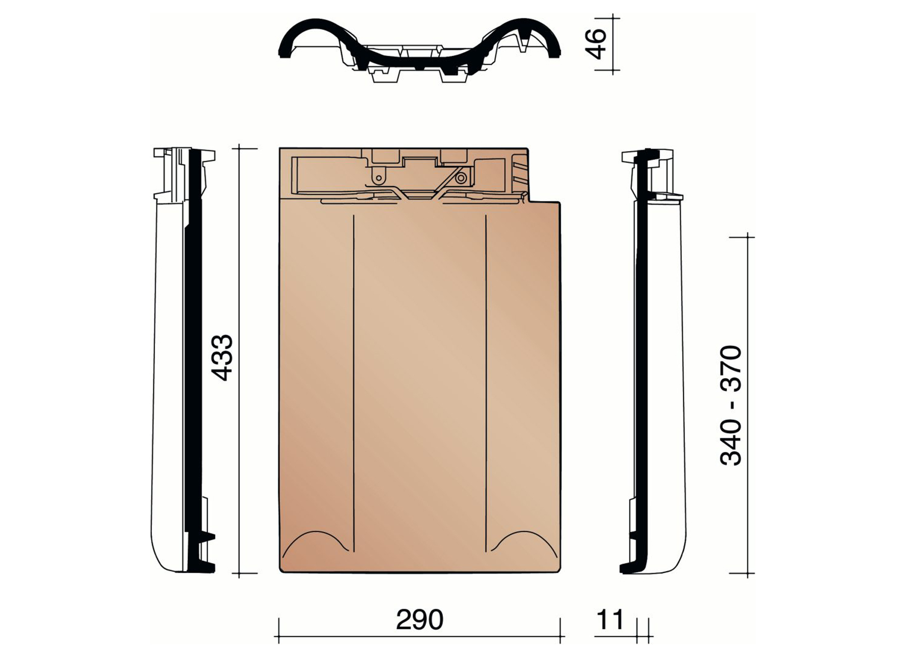 TRADIVA PAN MET DUBBELE WEL ANTRACIET MAT