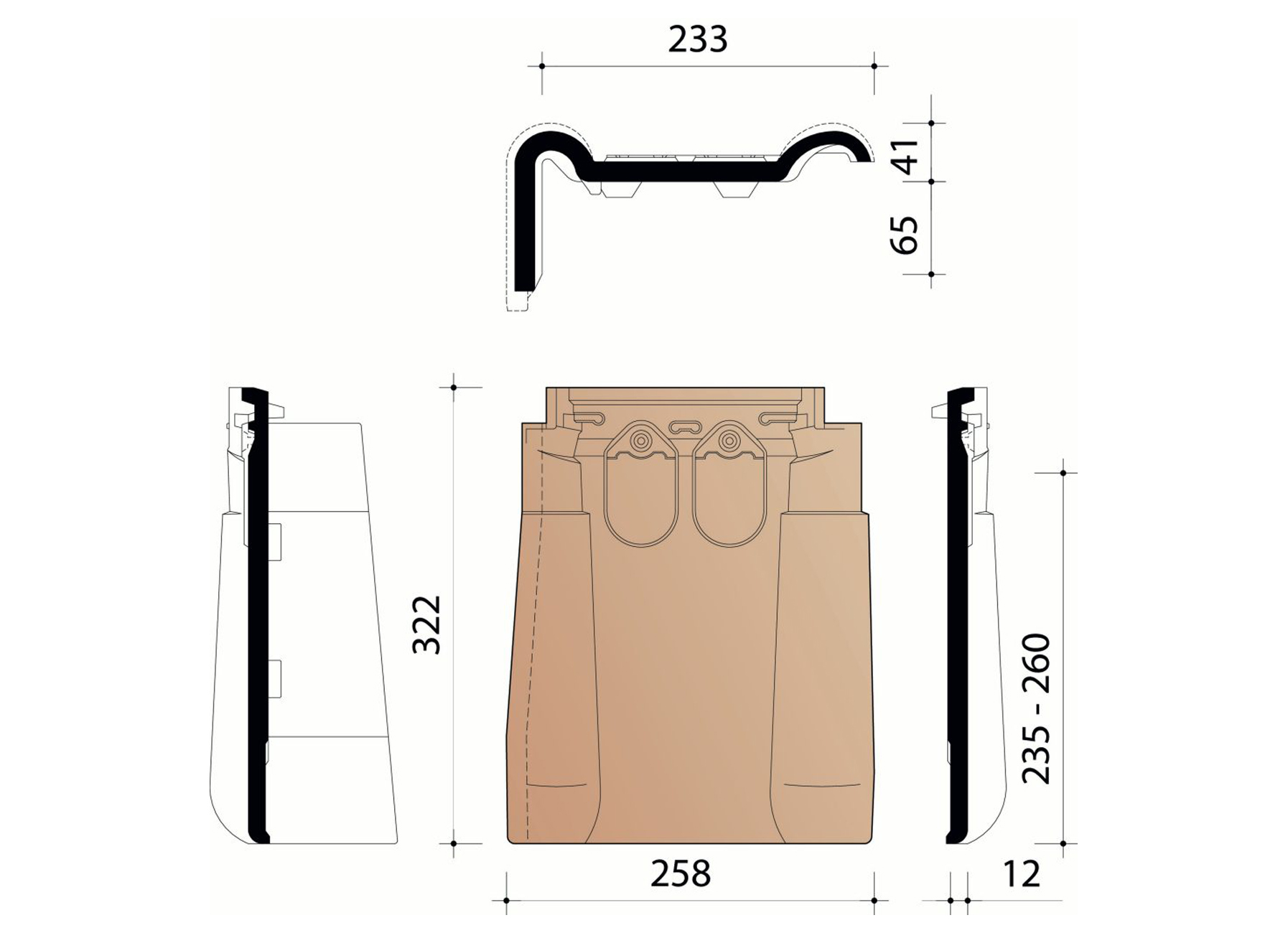 VARIO 18 LINKERGEVELPAN MAT ZWART