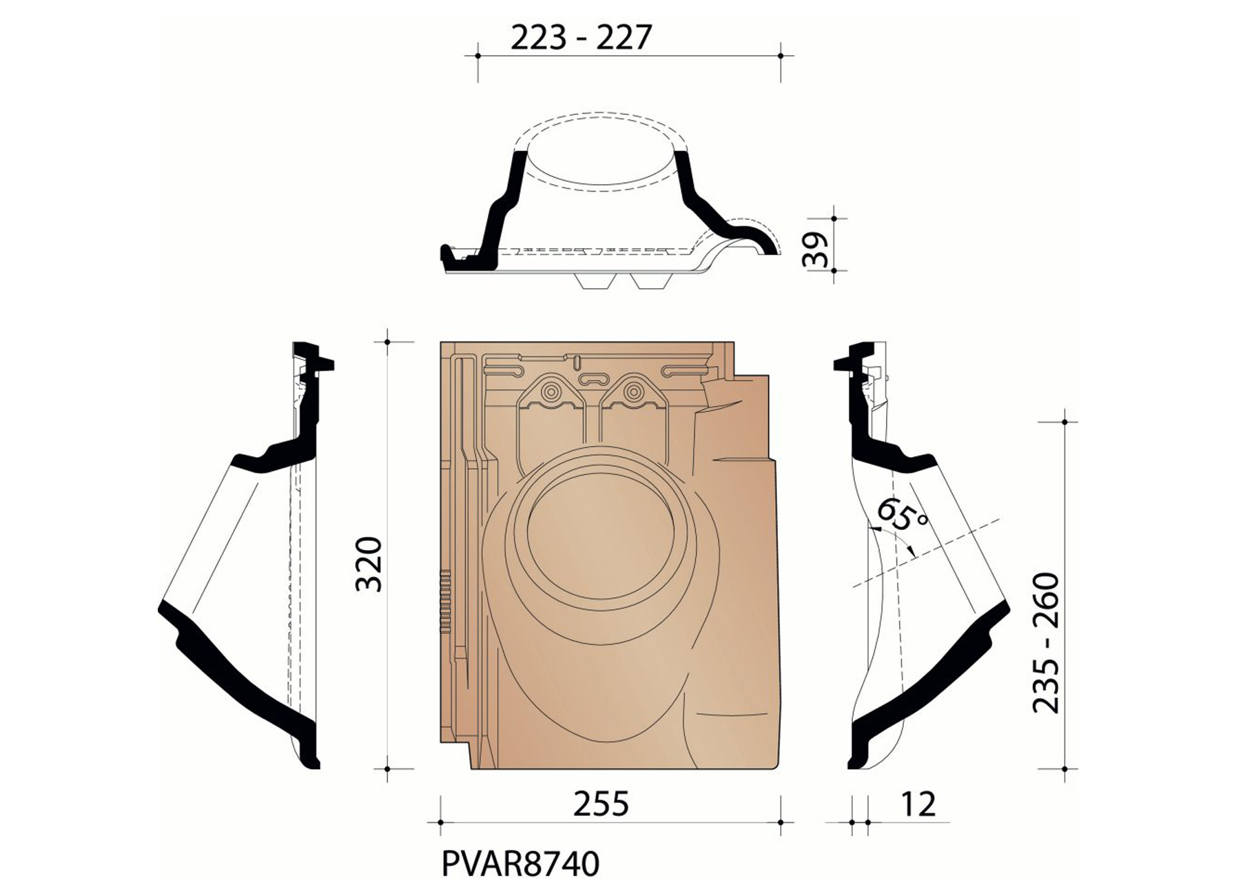 VARIO 18 KOKERPAN Ø100MM MAT ZWART
