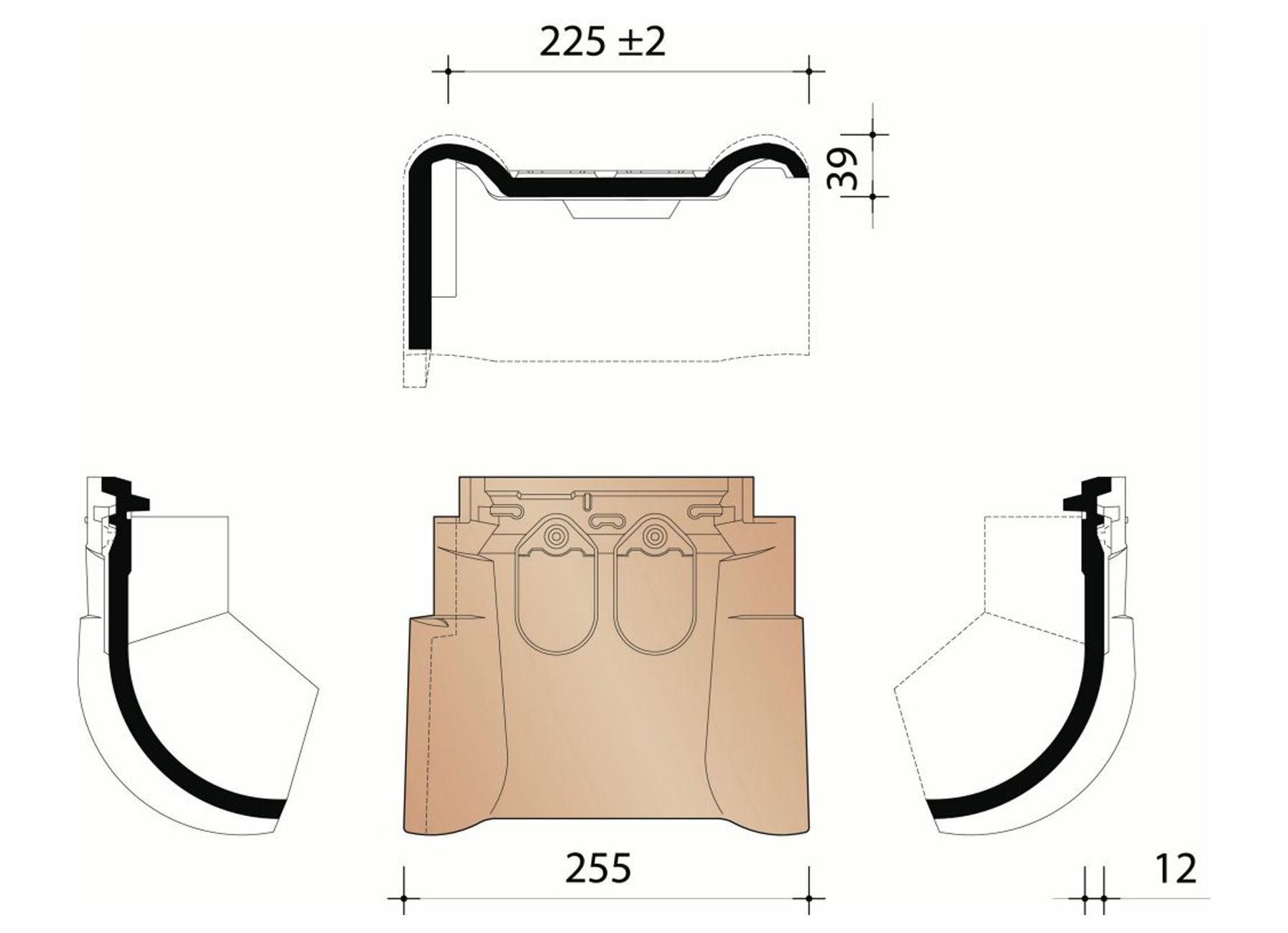 VARIO 18 LINKER GEVELKNIKPAN ROOD