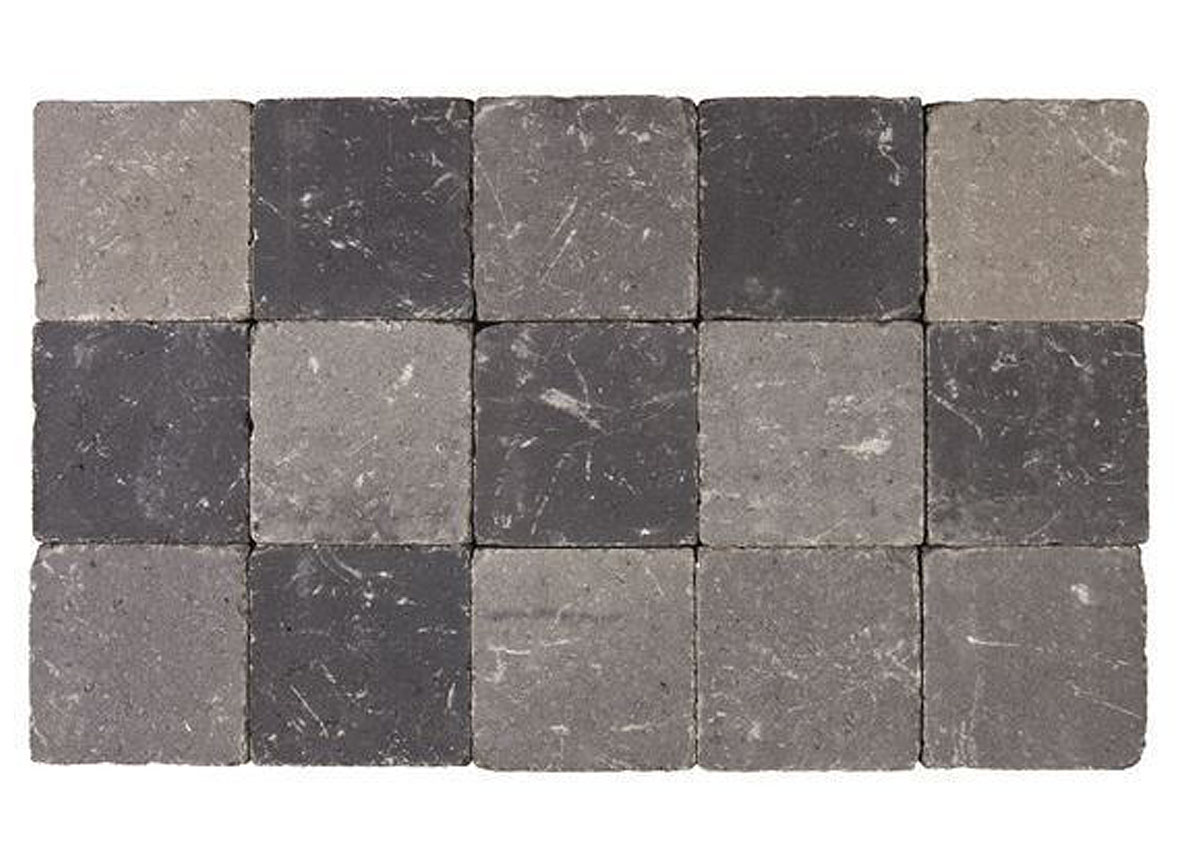 BRUGSE KLINKER GETROMMELD 20x20x6CM GRIJS - ZWART