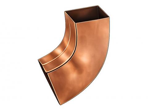 COUDE CARRE 72° 100X100MM CUIVRE