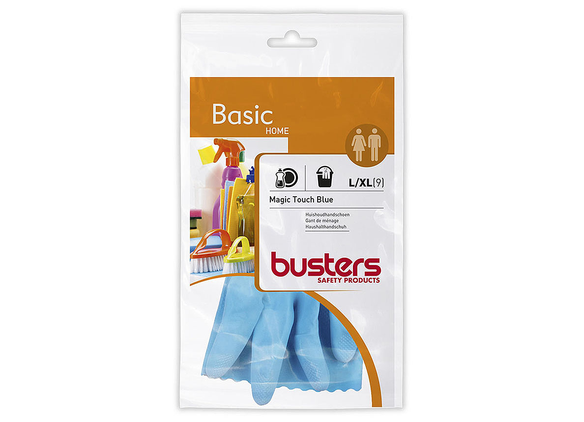 HANDSCHOEN BASIX LATEX BLUE - 3 PAAR