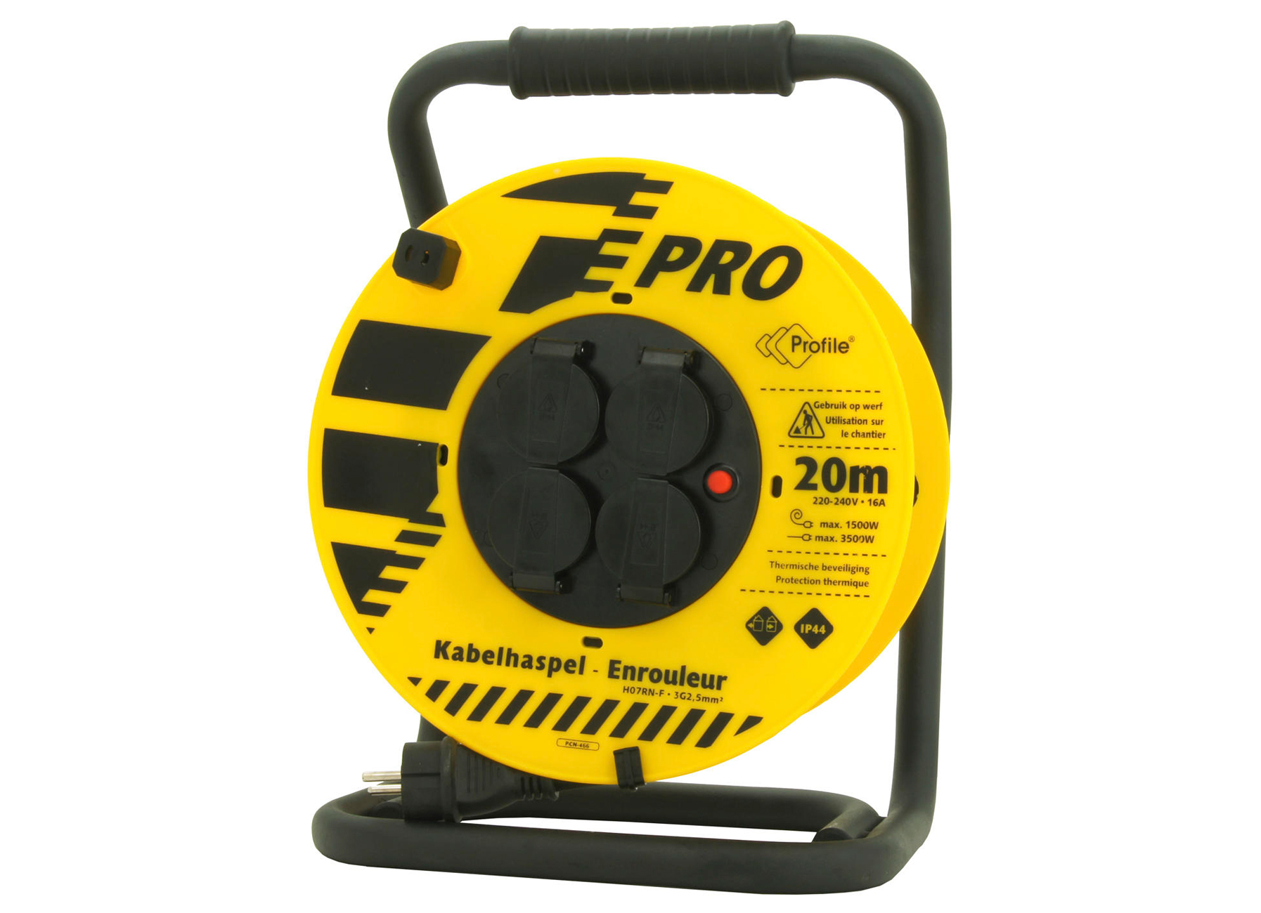 Kabelhaspel 3g2.5 Neopreen met 4 stopcontacten