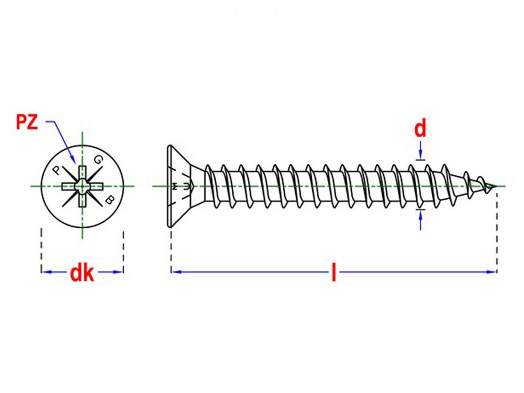 PGB-FASTENERS SPAANDERPLAATSCHROEF DUBBEL VERZONKEN Z-DRIVE VOLDRAAD INOX A2 - VENSTERDOOS