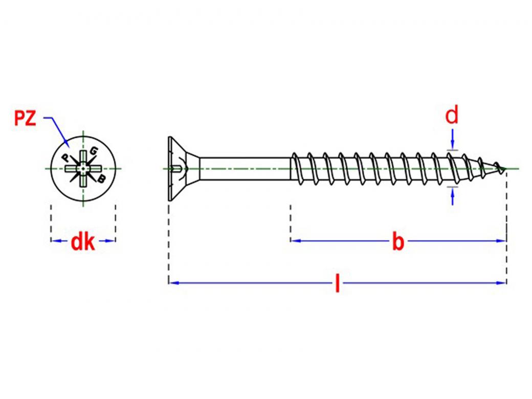 PGB FASTENERS SPAANDERPLAATSCHROEF DUBBEL VERZONKEN KOP Z-DRIVE DEELDRAAD GEEL VERZINKT - VENSTERDOOS