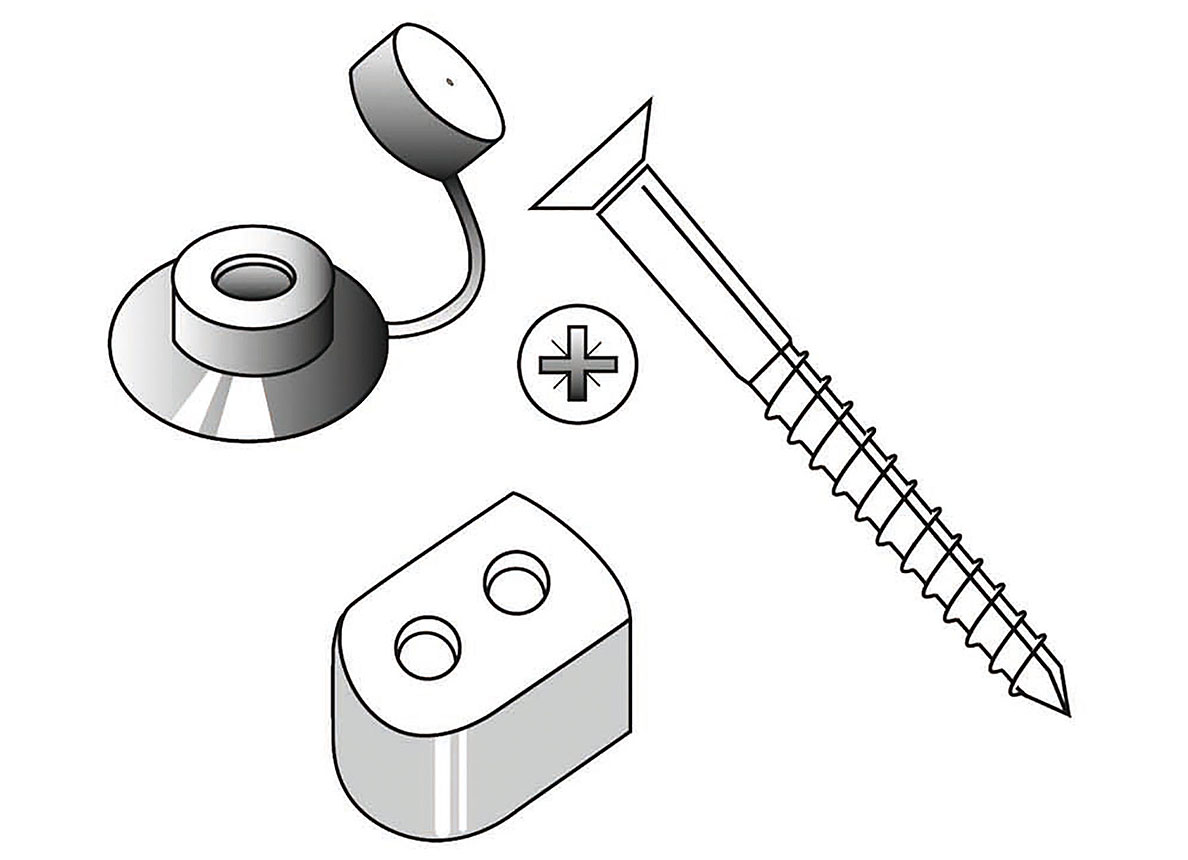 ROSETTE ET CAPUCHON + VIS A BOIS POZIDRIV + POINT D''APPUI 25PC