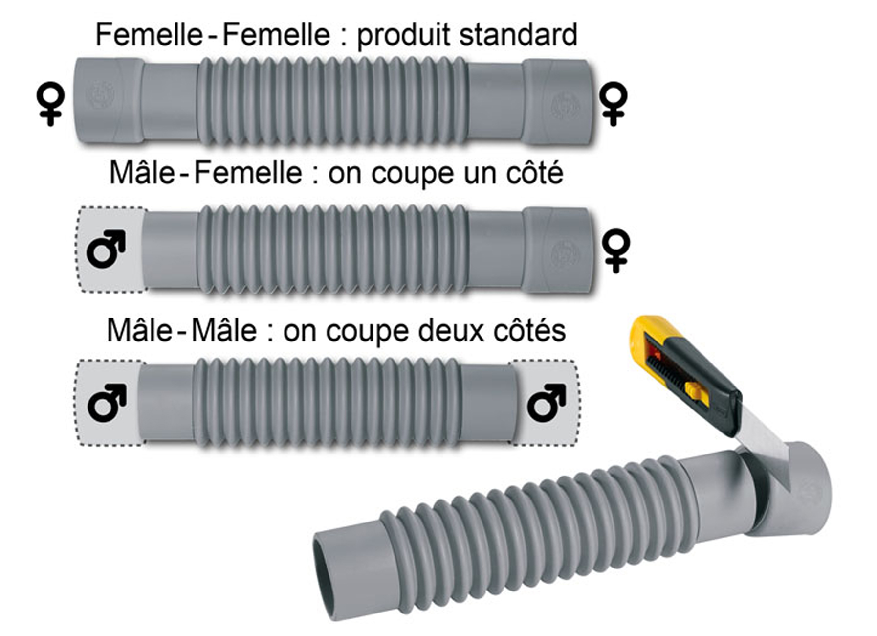 TUYAU FLEXIBLE PVC GRIS