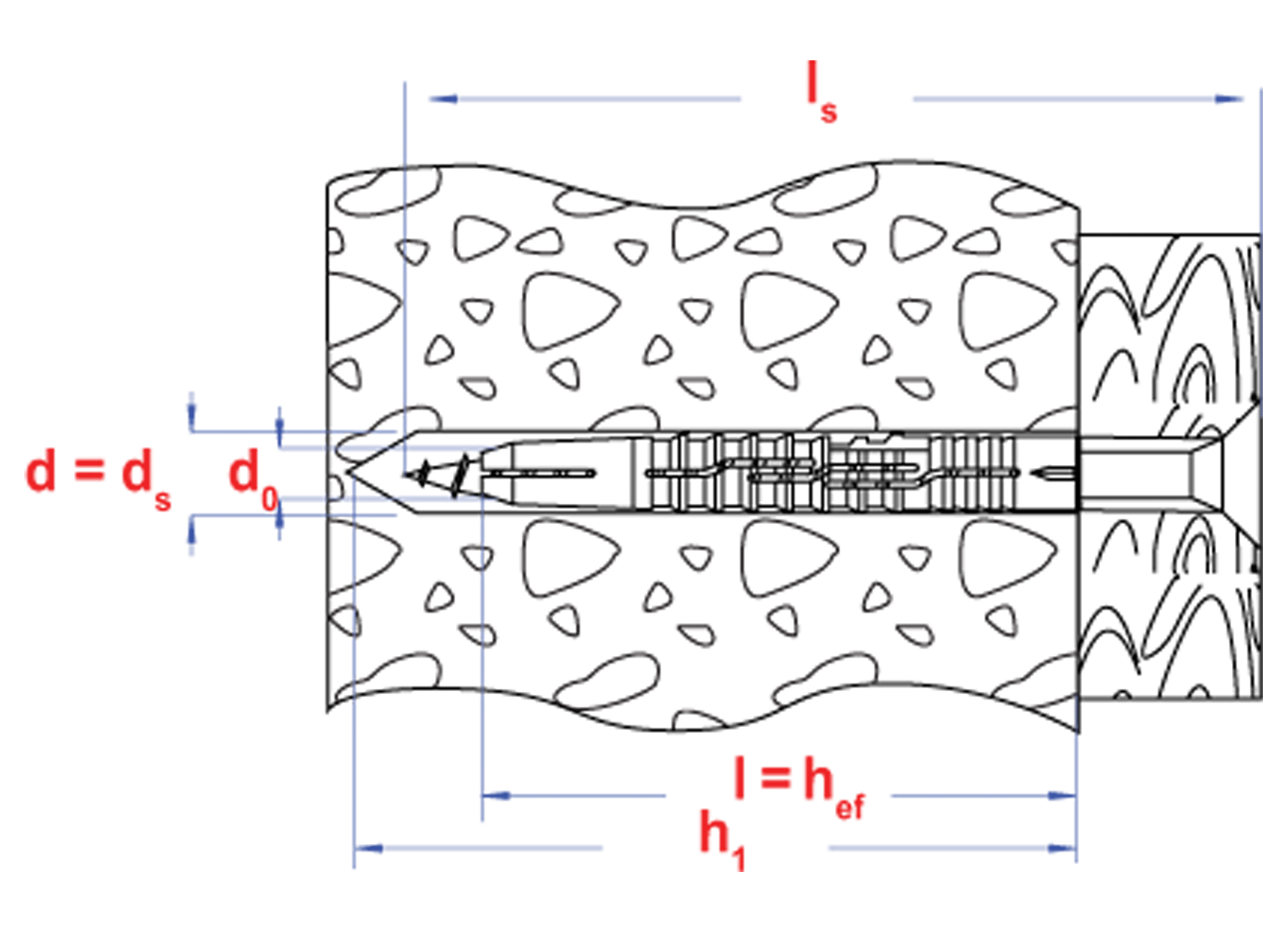 NYLON MULTIFUNCTIONELE PLUG ZONDER BOORD, LANGE VERSIE