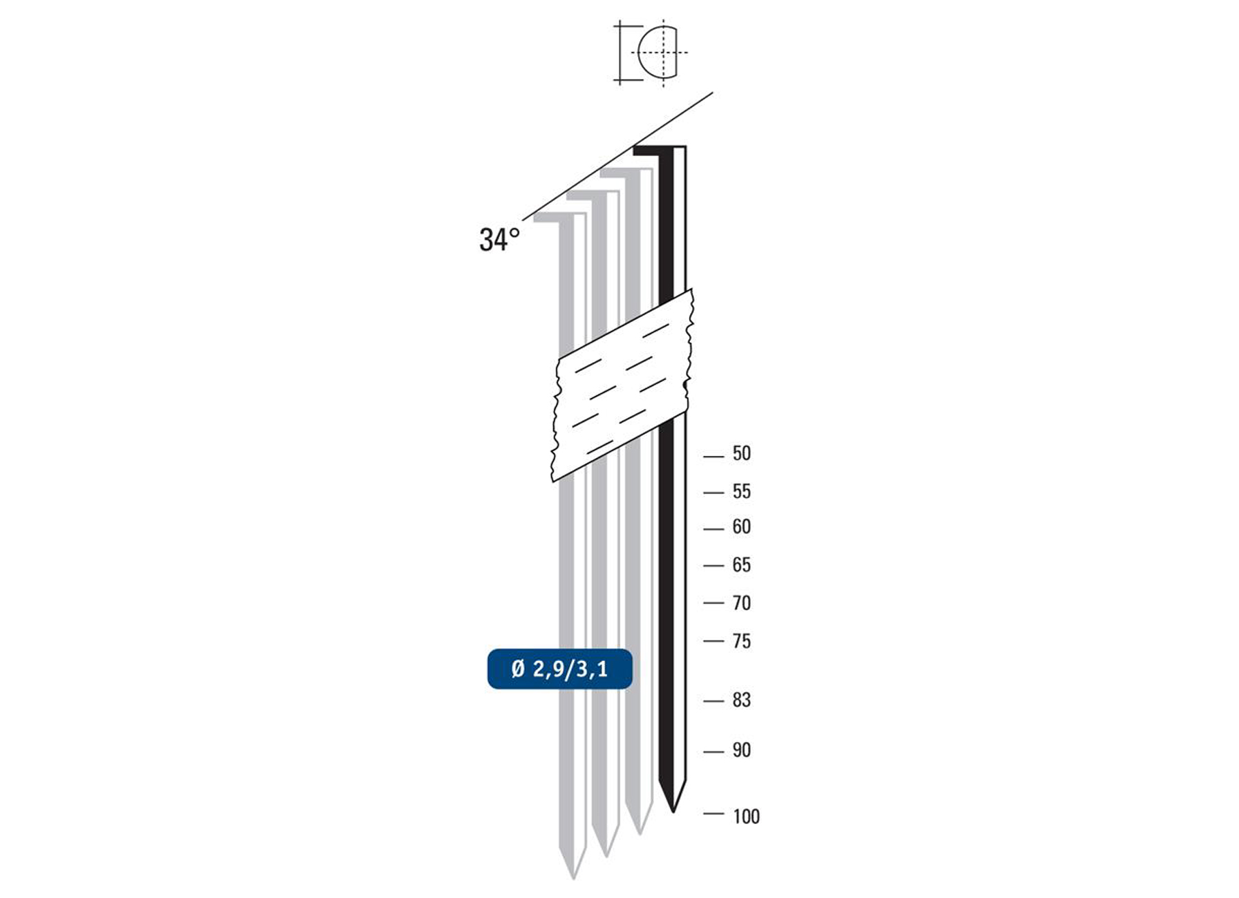 CARAT FN34 STRIPNAGELS GEGALVANISEERD