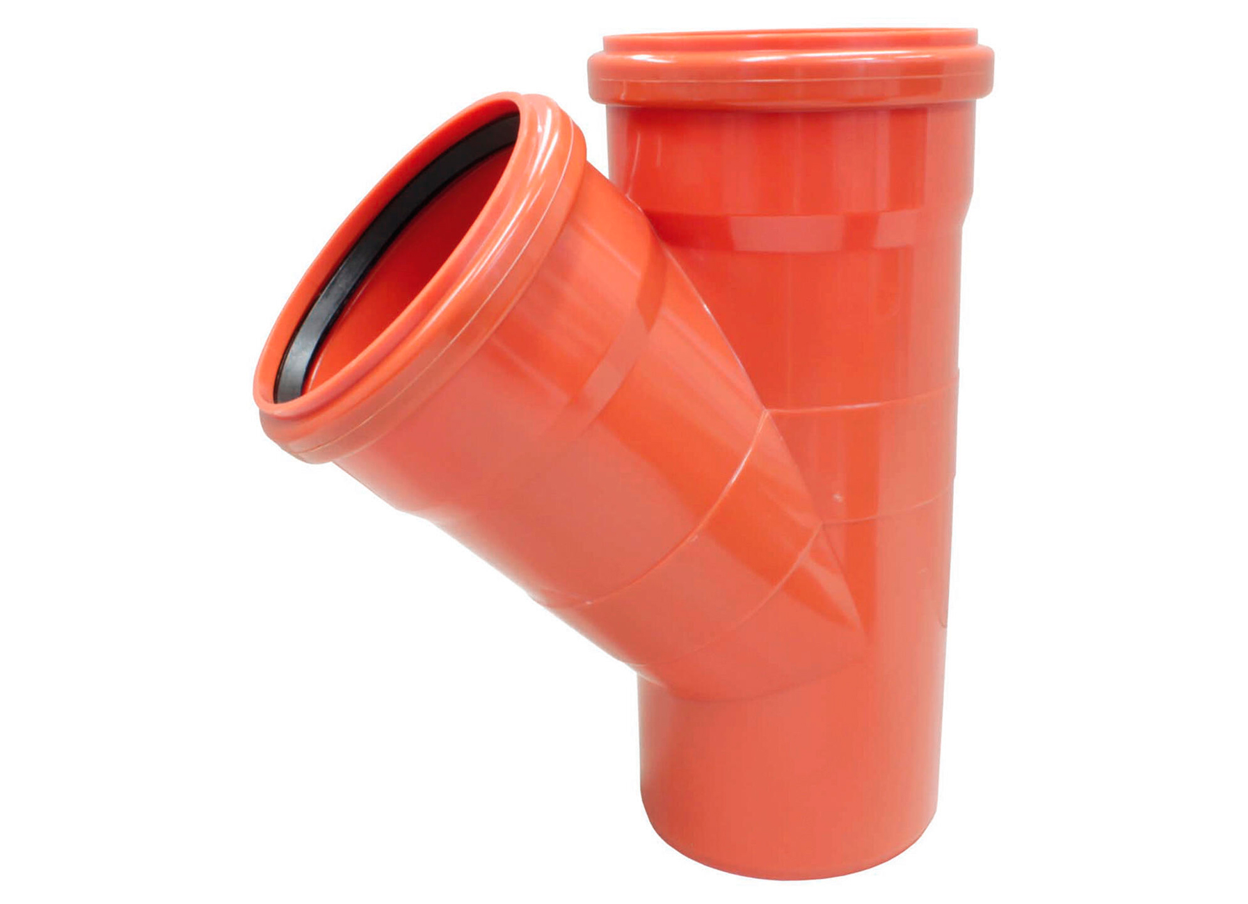 PVC T-stuk 45° roodbruin manchet