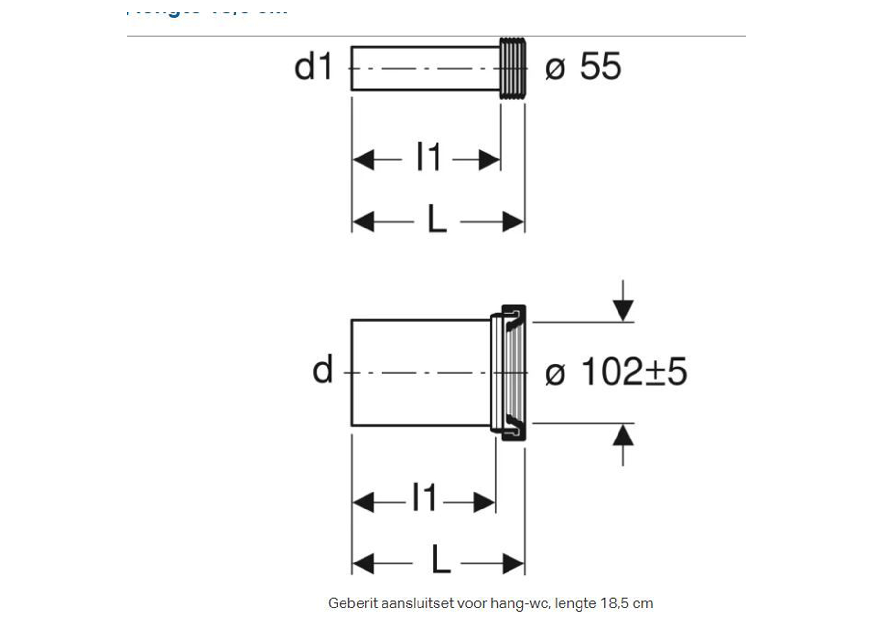 GEBERIT AANSLUITSET VOOR HANG-WC