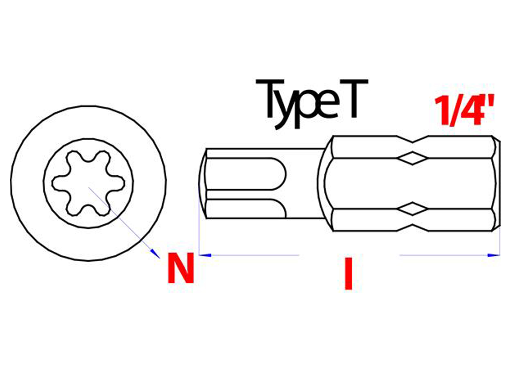 EMBOUTS 25MM 1/4'''' CRV ACIER T-DRIVE