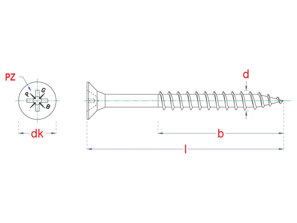 PGB-FASTENERS SPAANDERPLAATSCHROEF DUBBEL VERZONKEN Z-DRIVE DEELDRAAD INOX A2 - VENSTERDOOS