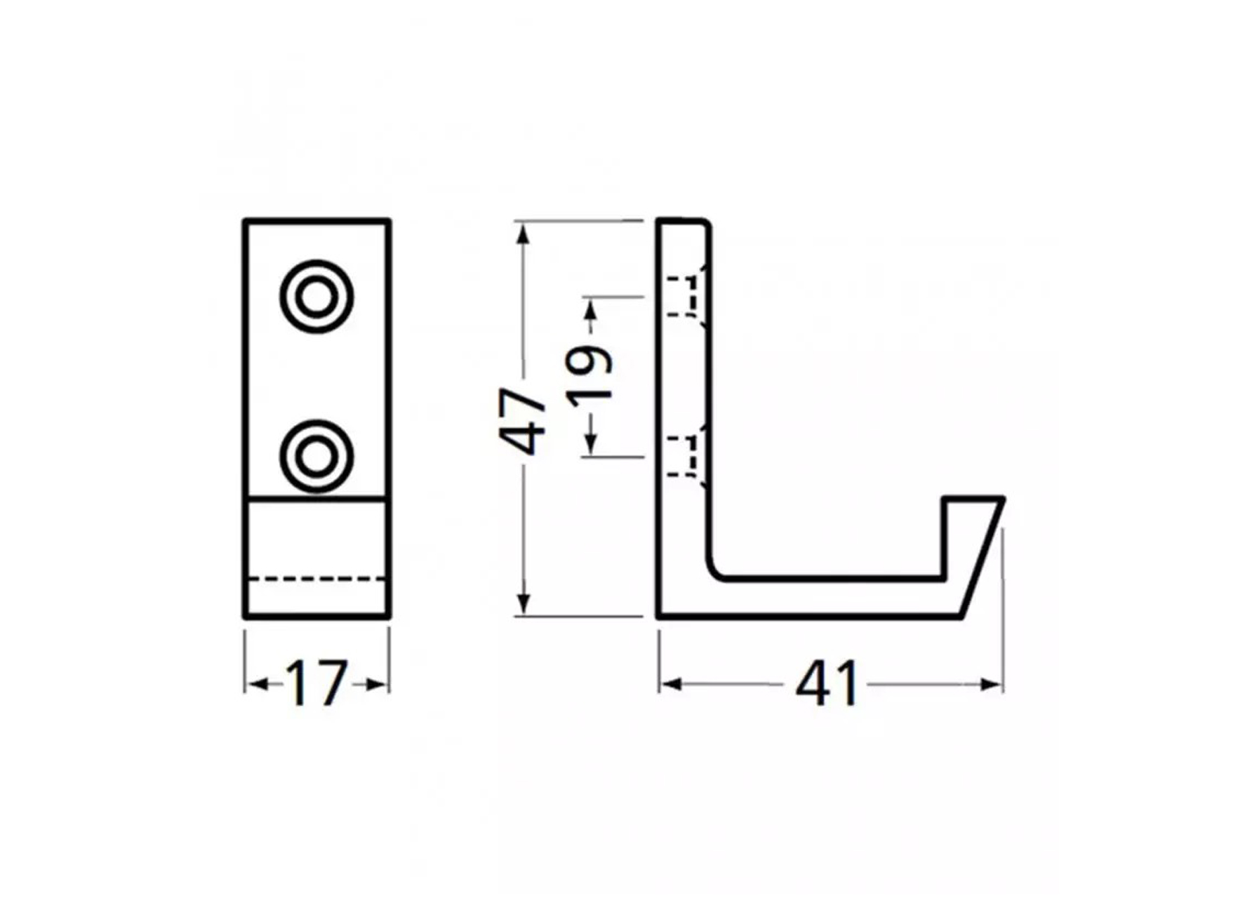 KAPSTOKHAAK ENKEL ALUMINIUM POEDERGELAKT