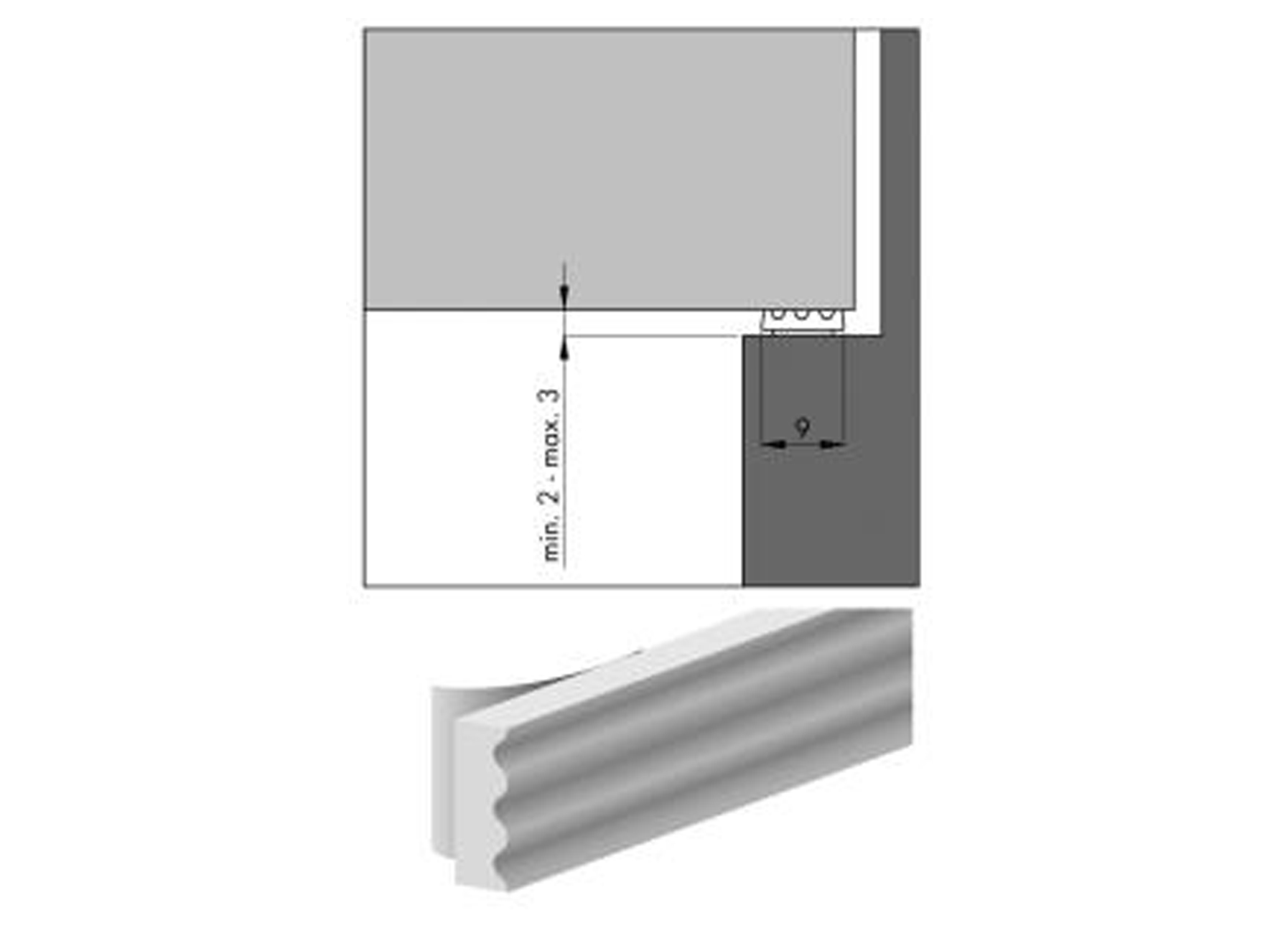 JOINT D''ISOLATION PROFIL K 9X3MM L=7.5M