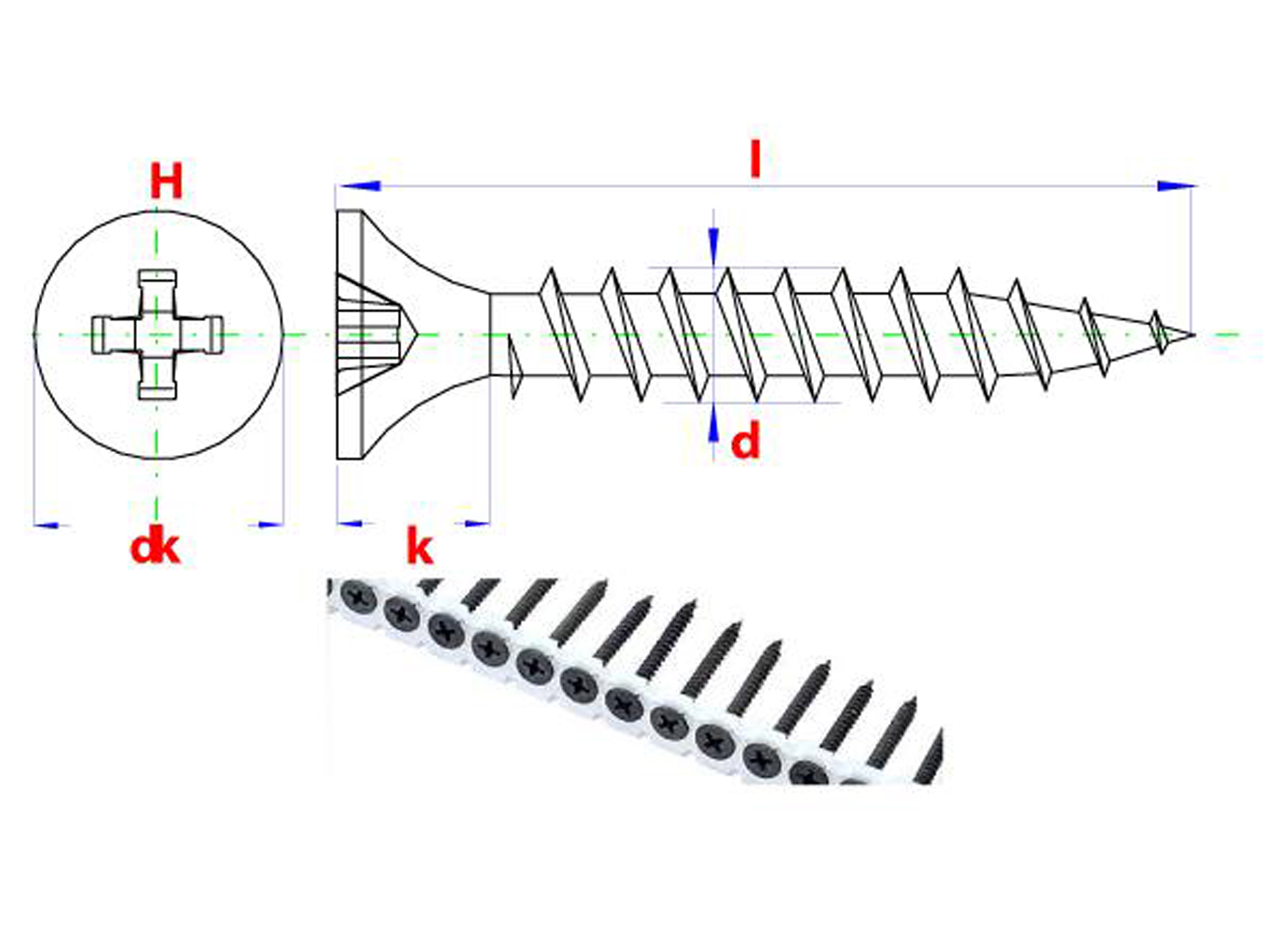 SNELBOUWSCHROEF “S” TROMPETKOP MET FIJNE DRAAD OP BAND