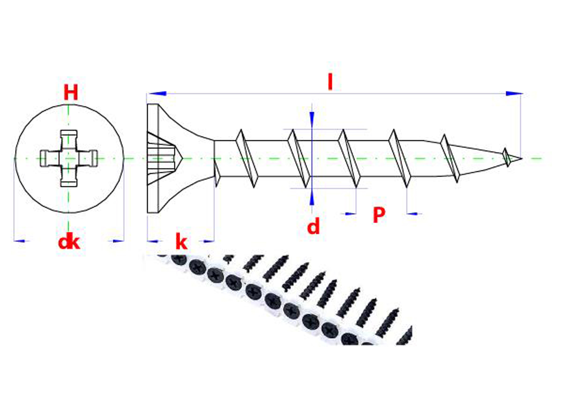 SNELBOUWSCHROEF “C” TROMPETKOP MET GROVE DRAAD