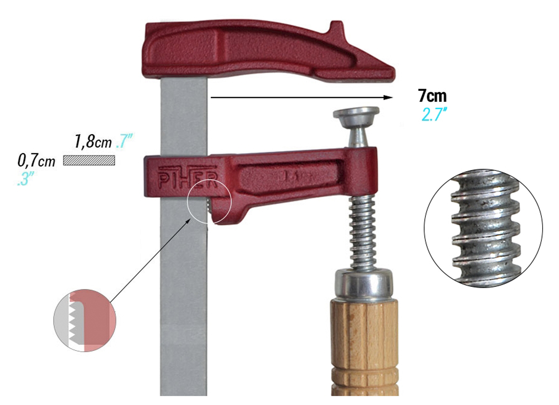 PIHER SERRE-JOINT EN FONTE MM SAILLIE 7CM