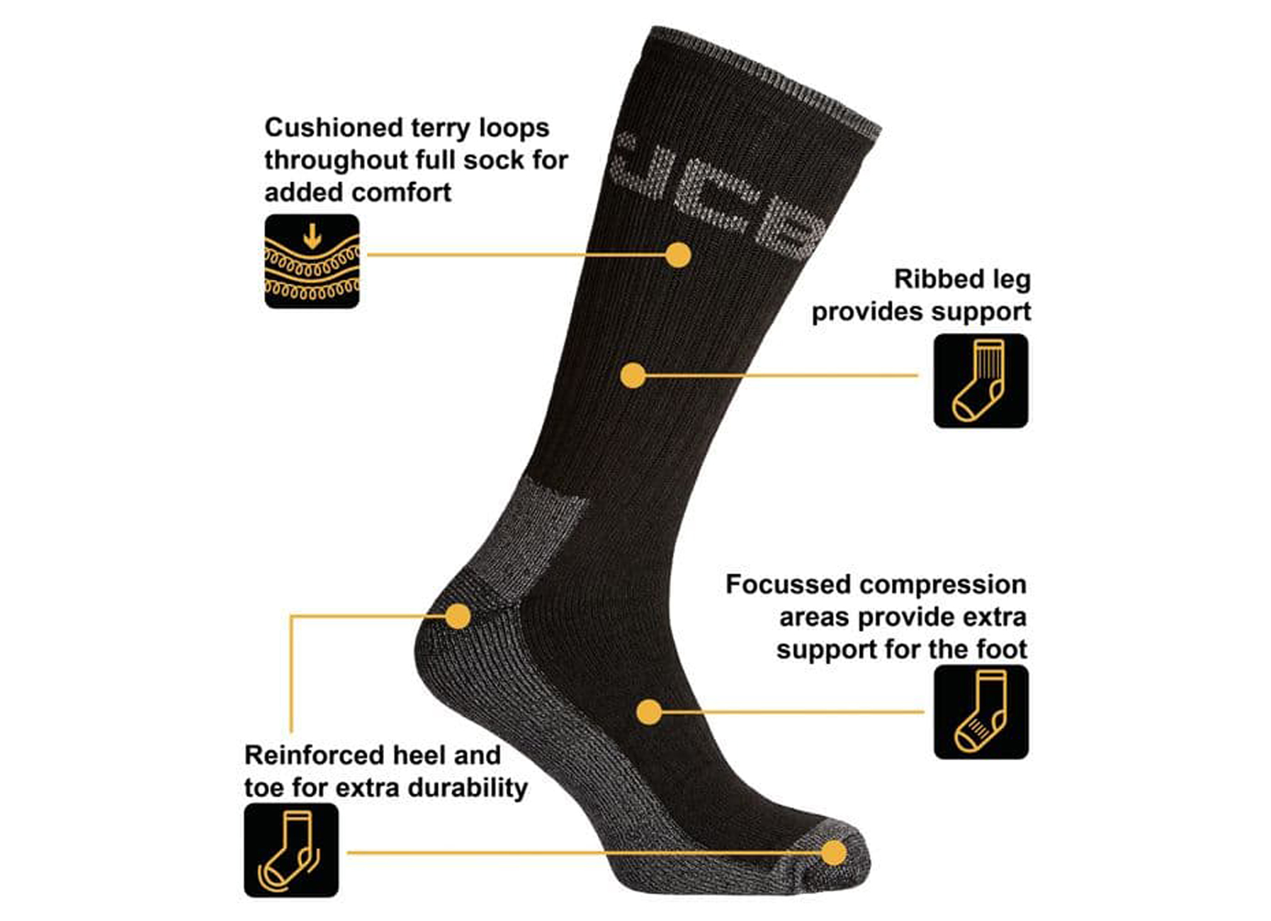 JCB CHAUSSETTES DE TRAVAIL HEAVY DUTY 3-PACK NOIR