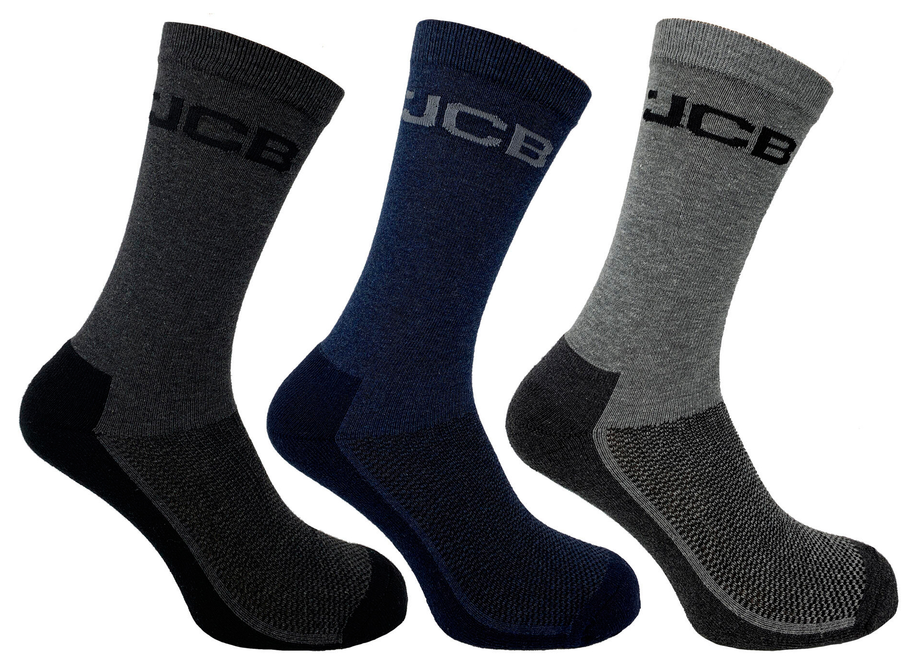 JCB Werkkousen Every Day 3-pack Zwart/Grijs