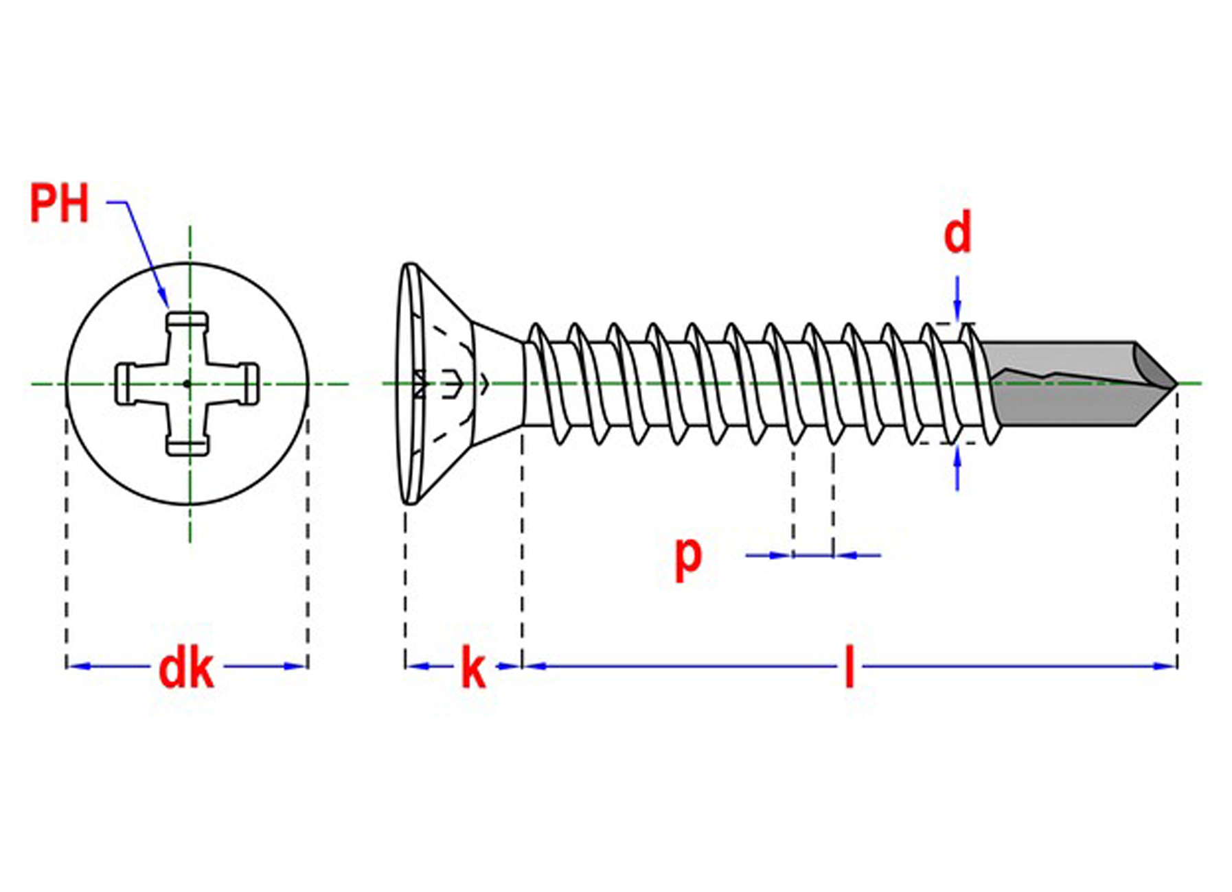 ZELFBORENDE SCHROEF VK DIN 7504O - VERZINKT Cr3+ - VENSTERDOOS