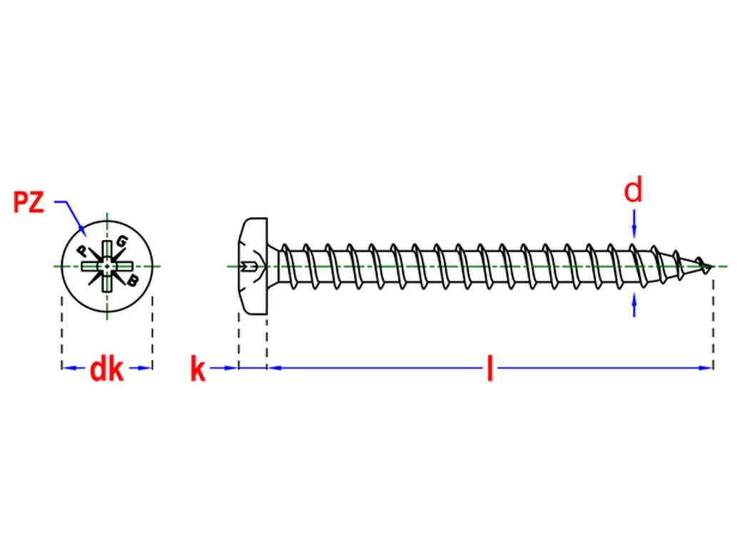 PGB-FASTENERS Spaanderplaatschroef cilinderkop