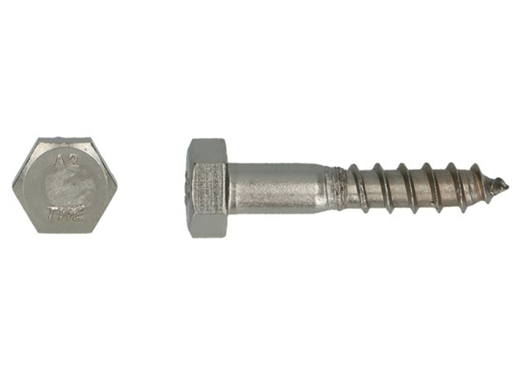 HOUTDRAADBOUT MET ZESKANTKOP DIN571 INOX A2 - PLASTIEK DOOS