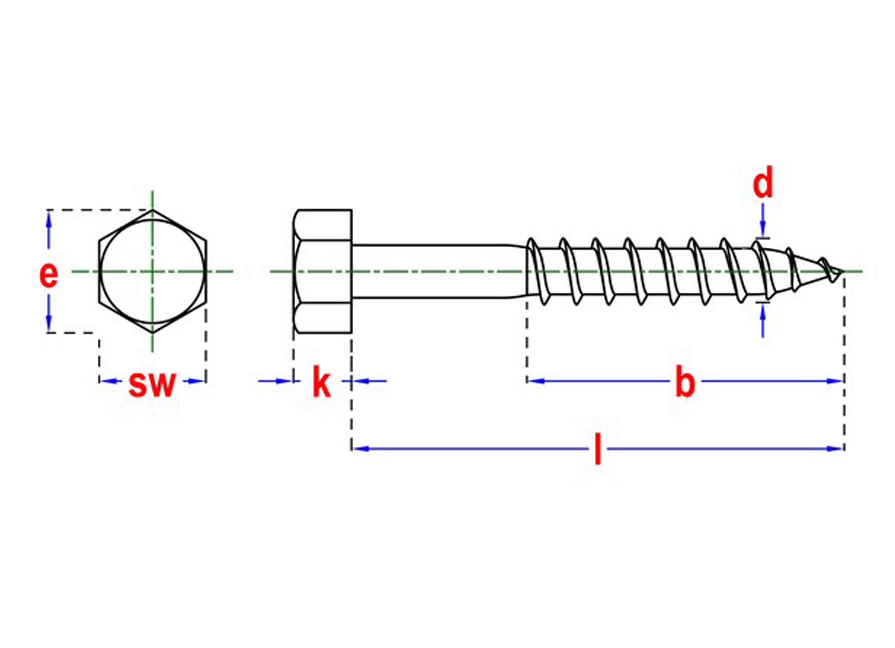 HOUTDRAADBOUT MET ZESKANTKOP DIN571 INOX A2 - PLASTIEK DOOS