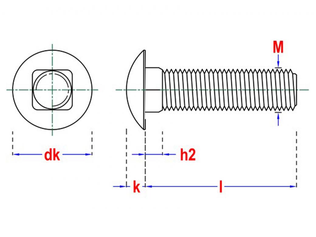 BOULON A BOIS 4.8 DIN 603/555 INOX A2 - BOITE EN PLASTIQUE