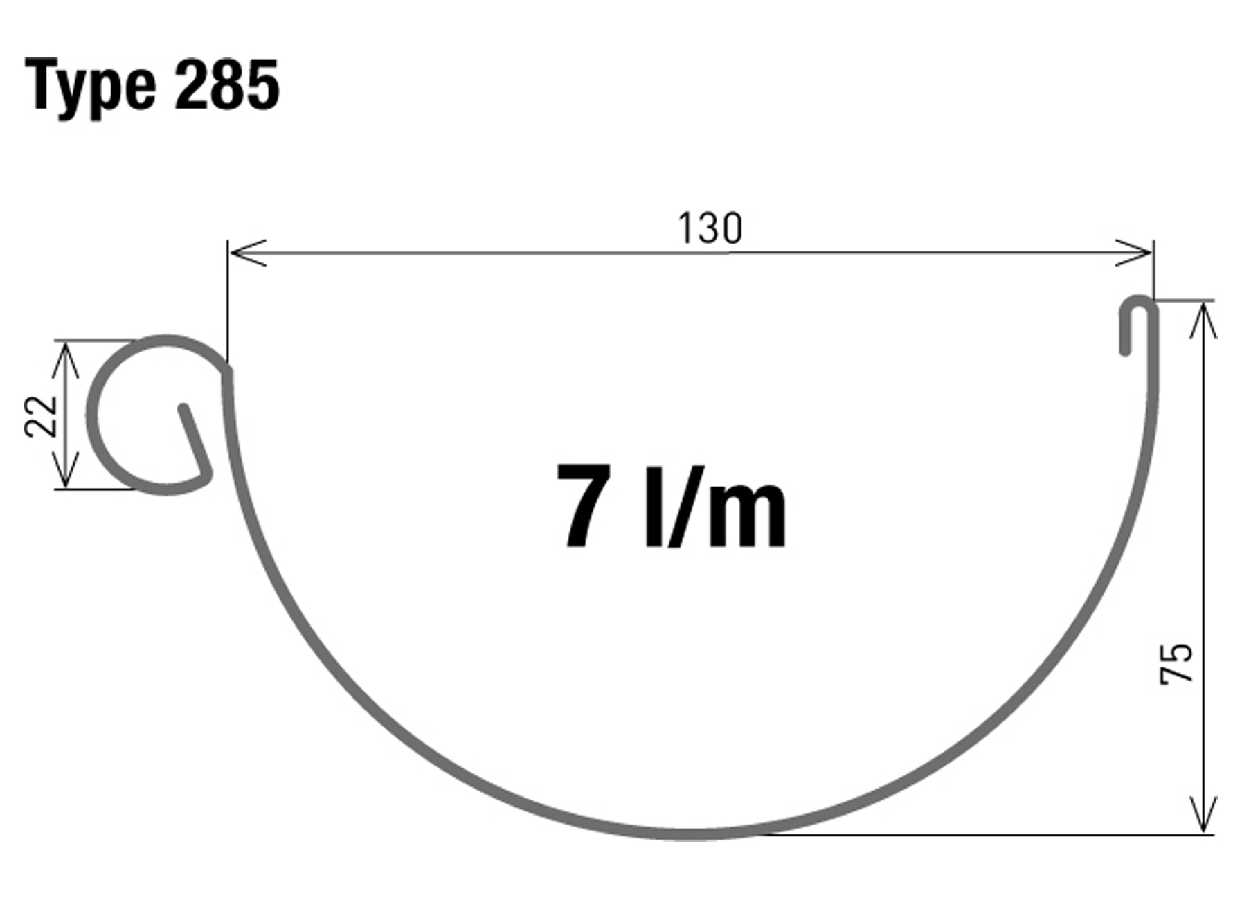 HALFRONDE GOOT ZONDER SLAB TYPE 285