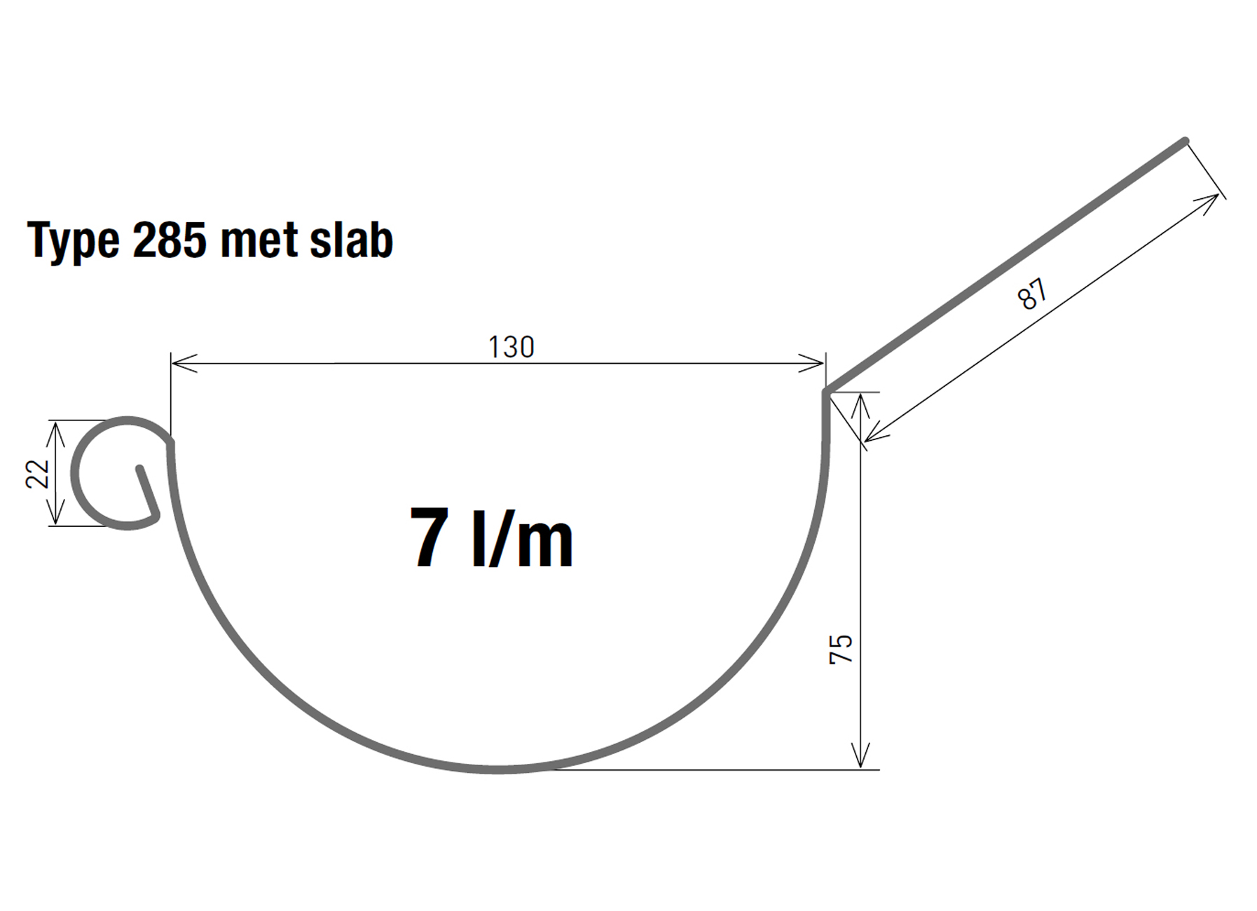 GOUTTIERE DEMI-RONDE AVEC BAVETTE TYPE 285