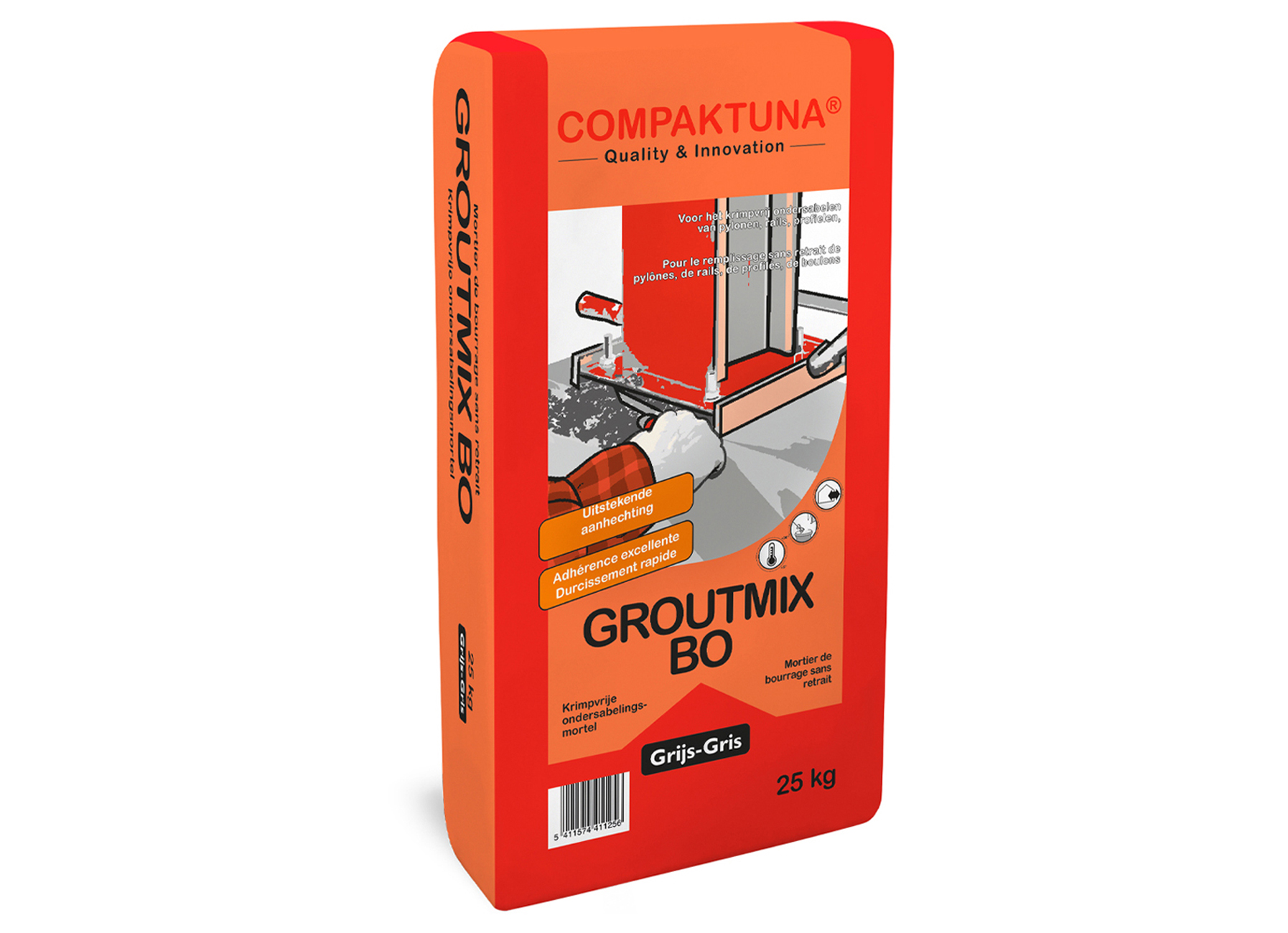 P.T.B. Groutmix BO Krimpvrije Ondersabelingsmortel 25 kg