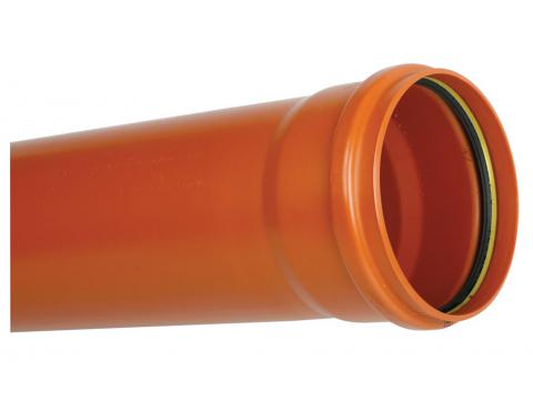 TUYAU EGOUT PVC BENOR SN4 ROUGE-BRIQUE MANCHONNE Ø125 3,2MM L=5M