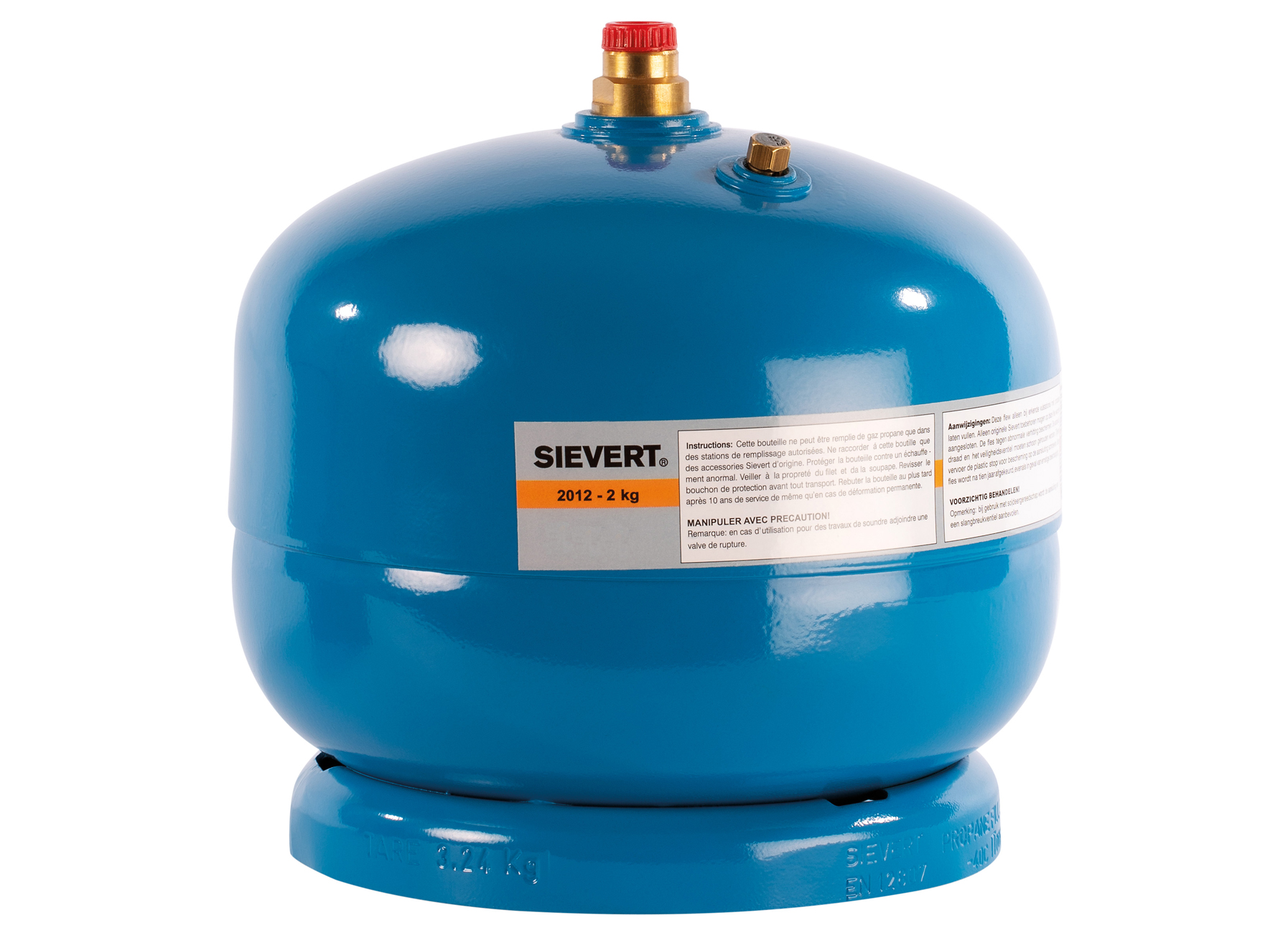 SIEVERT GASFLES MET KRAAN EN HAAK 2KG