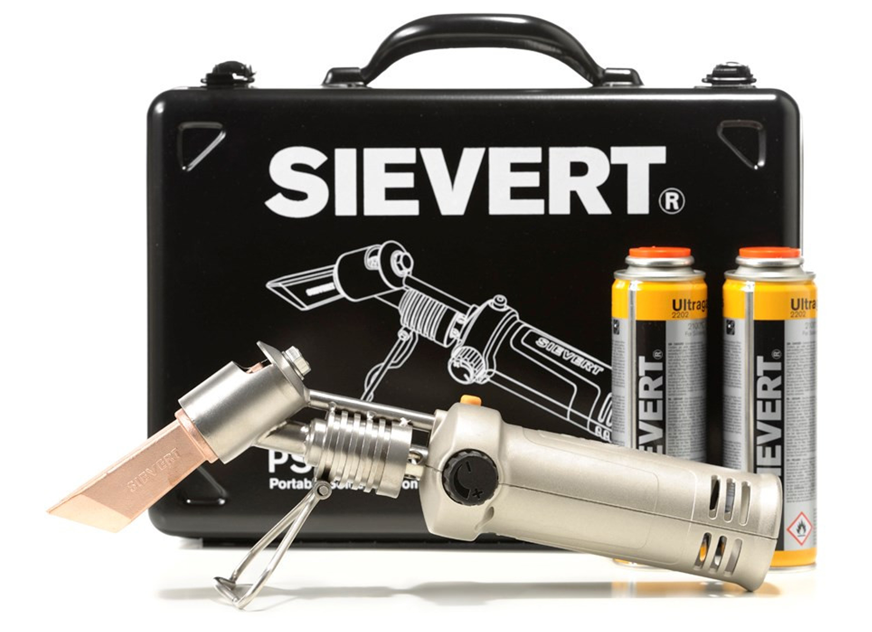 SIEVERT SET FER A SOUDER EN COFFRET + 2 BOUTEILLES DE GAZ PROMATIC