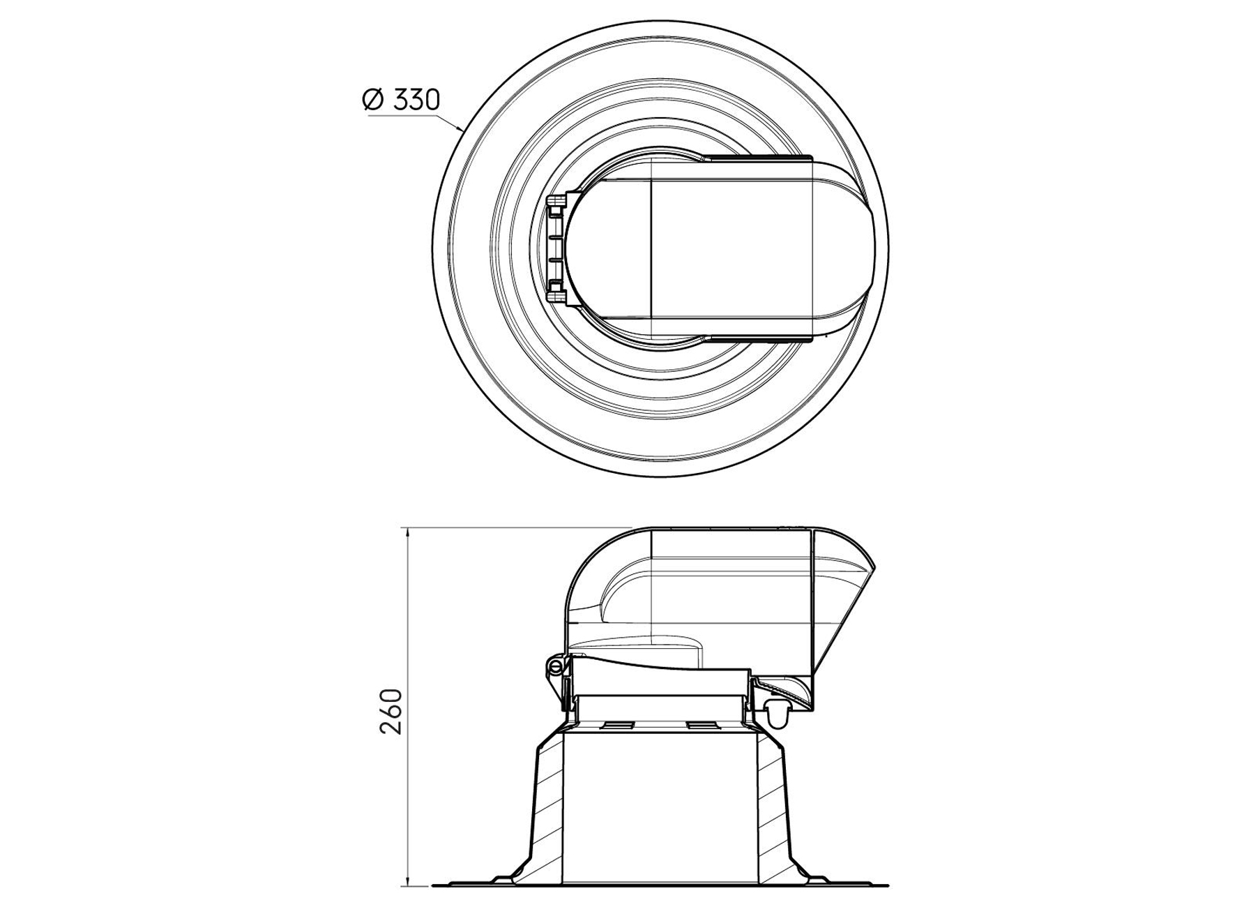 UBBINK KABEL- & LEIDINGDAKDOORVOER ALU GEISOLEERD PLAT DAK 120MM