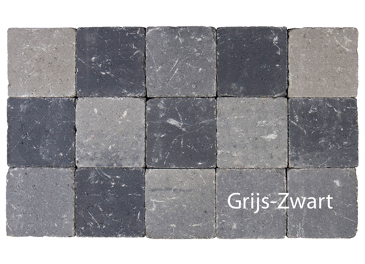 KLINKER GETROMMELD 15X15X6CM GRIJS-ZWART