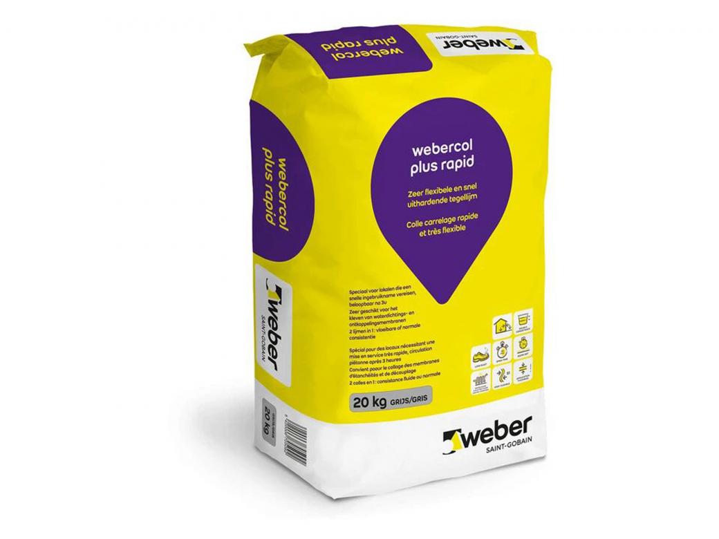 Weber.col Plus Rapid Grijs 20kg - Snelhardende Tegellijm