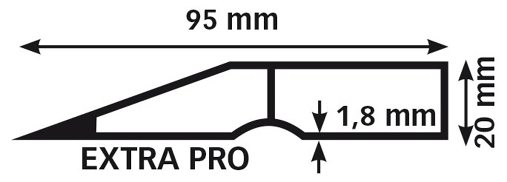 ALU RIJ TRAPEZIUM PROFIEL EXTRA PRO 1.8MM L=100CM