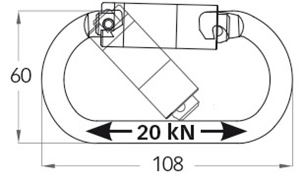 Karabijnhaak SH12 - STAAL - opening 18 mm