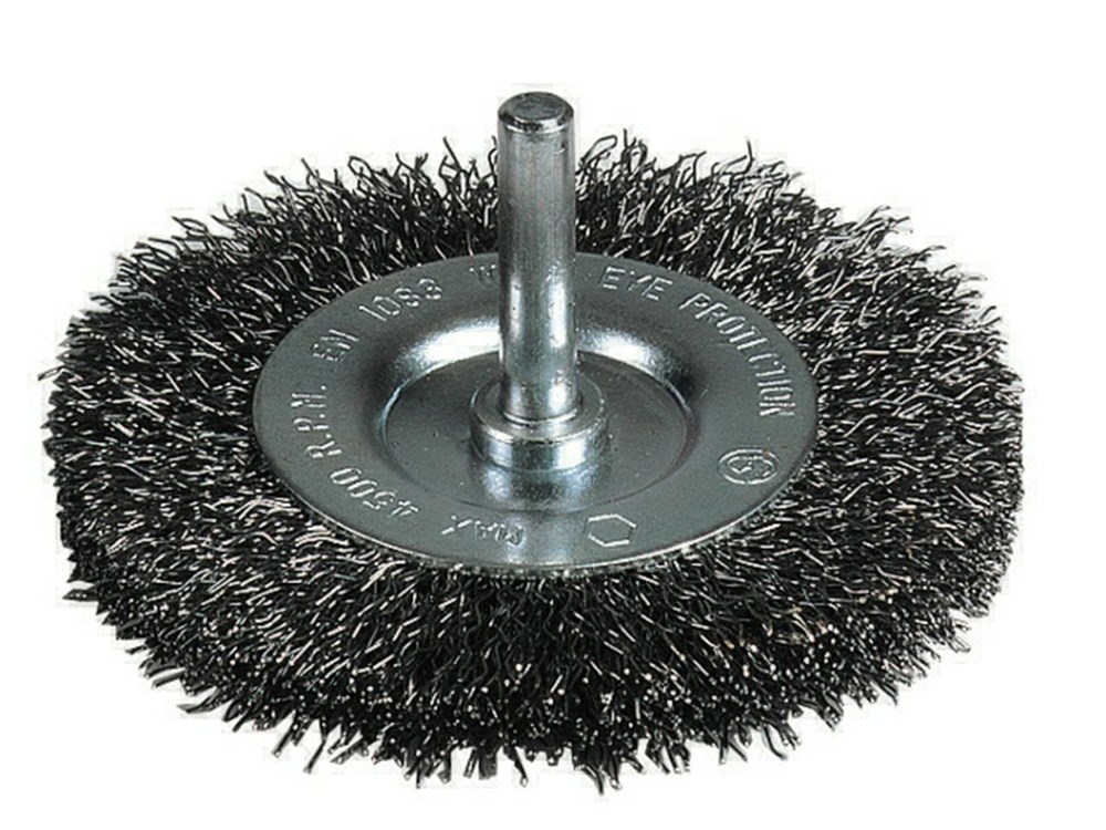 BROSSE CIRCULAIRE ACIER ONDULE Ø75MM TIGE 6MM