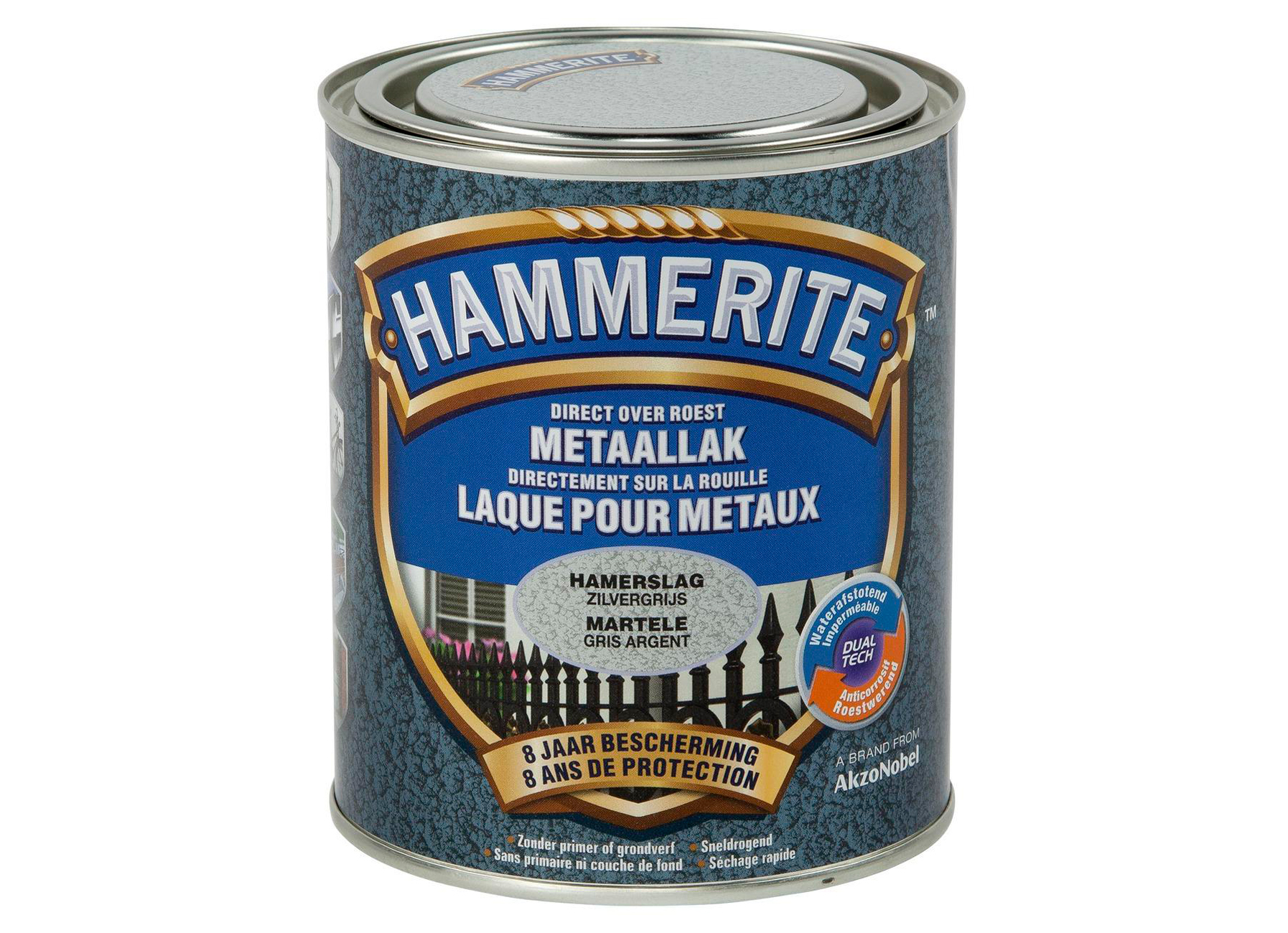 HAMMERITE LAQUE POUR METAUX MARTELEE GRIS ARGENT 750ML
