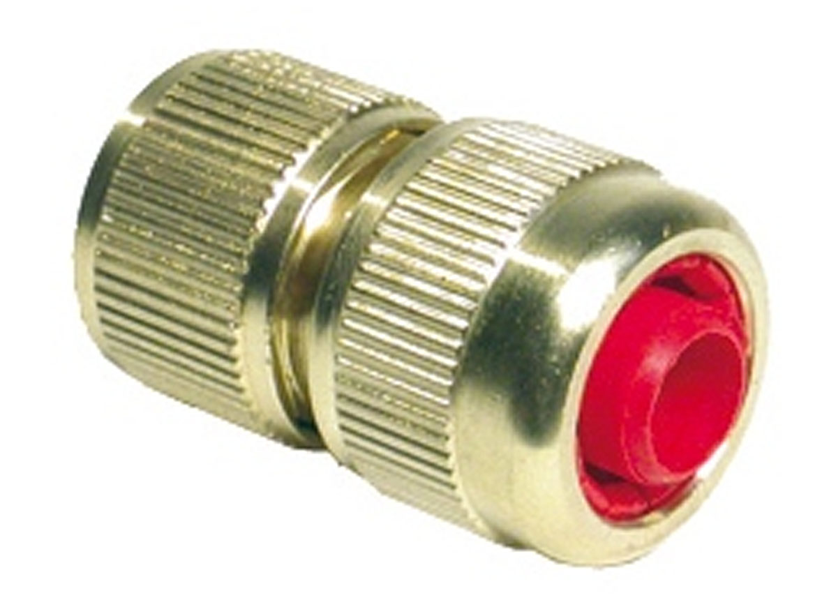 RACCORD RAPIDE AVEC AQUASTOP ET PORTE-TUYAU Ø12/15MM EN LAITON