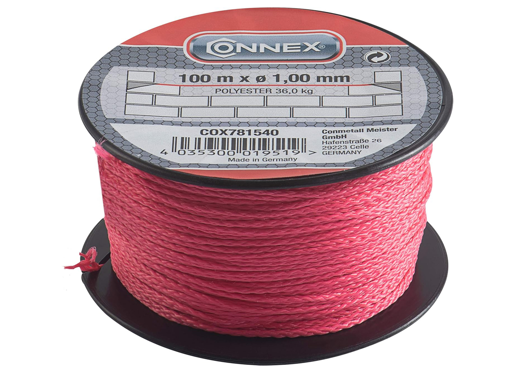 CONNEX METSERSKOORD 100MX1MM ROOD