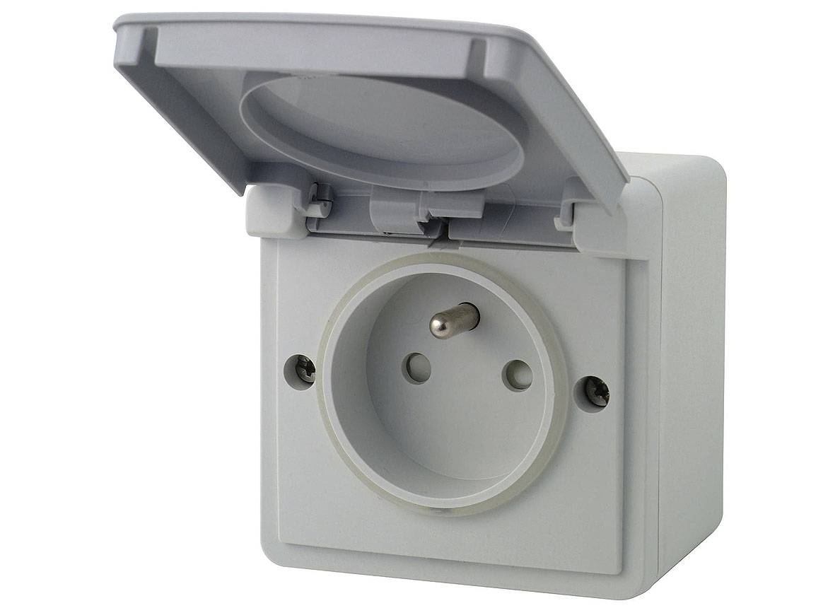 NIKO HYDRO PRISE AVEC BROCHE DE TERRE ET BOITE GRISE